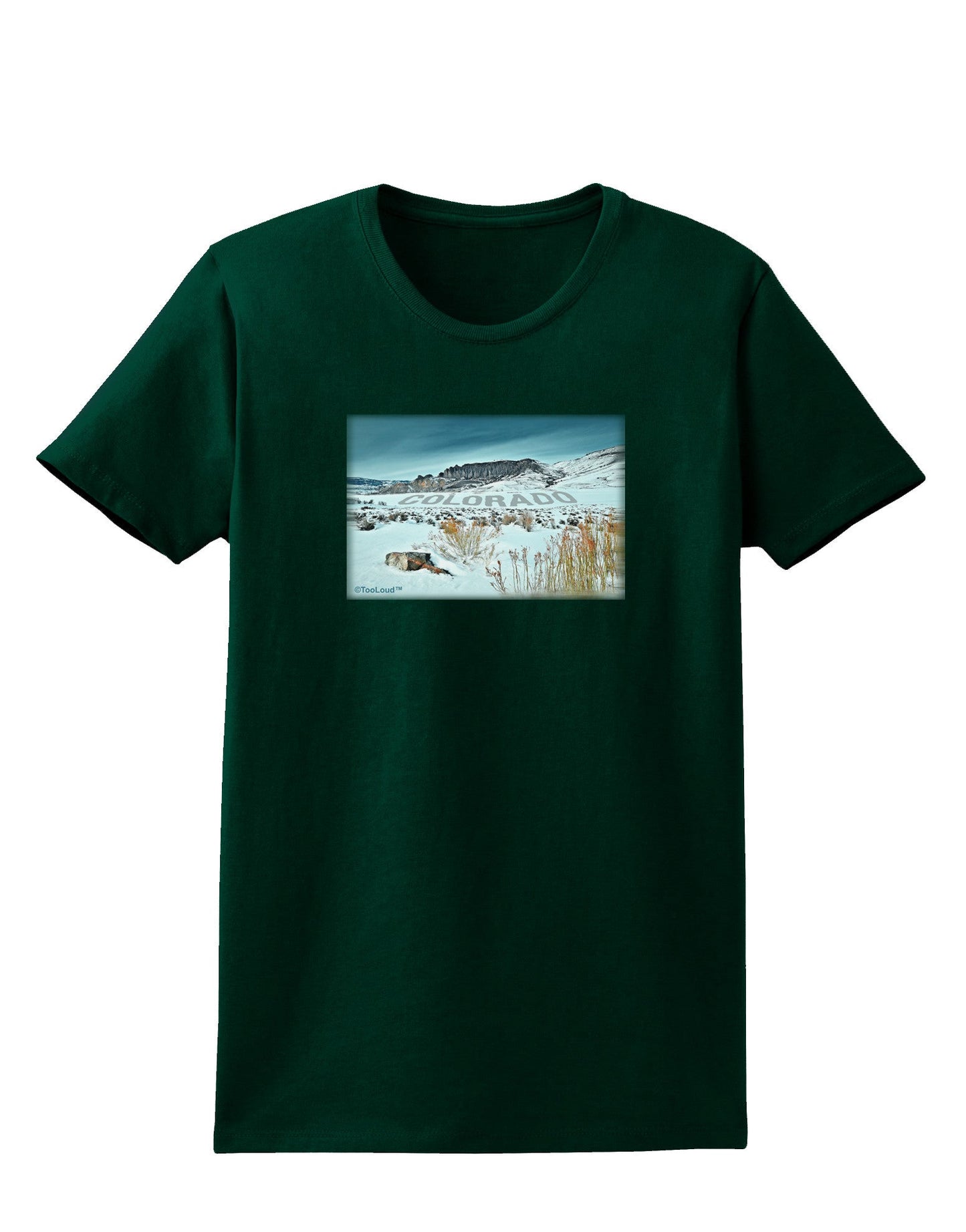 CO Snow Scene Text Womens Dark T-Shirt-Womens T-Shirt-TooLoud-Forest-Green-Small-Davson Sales