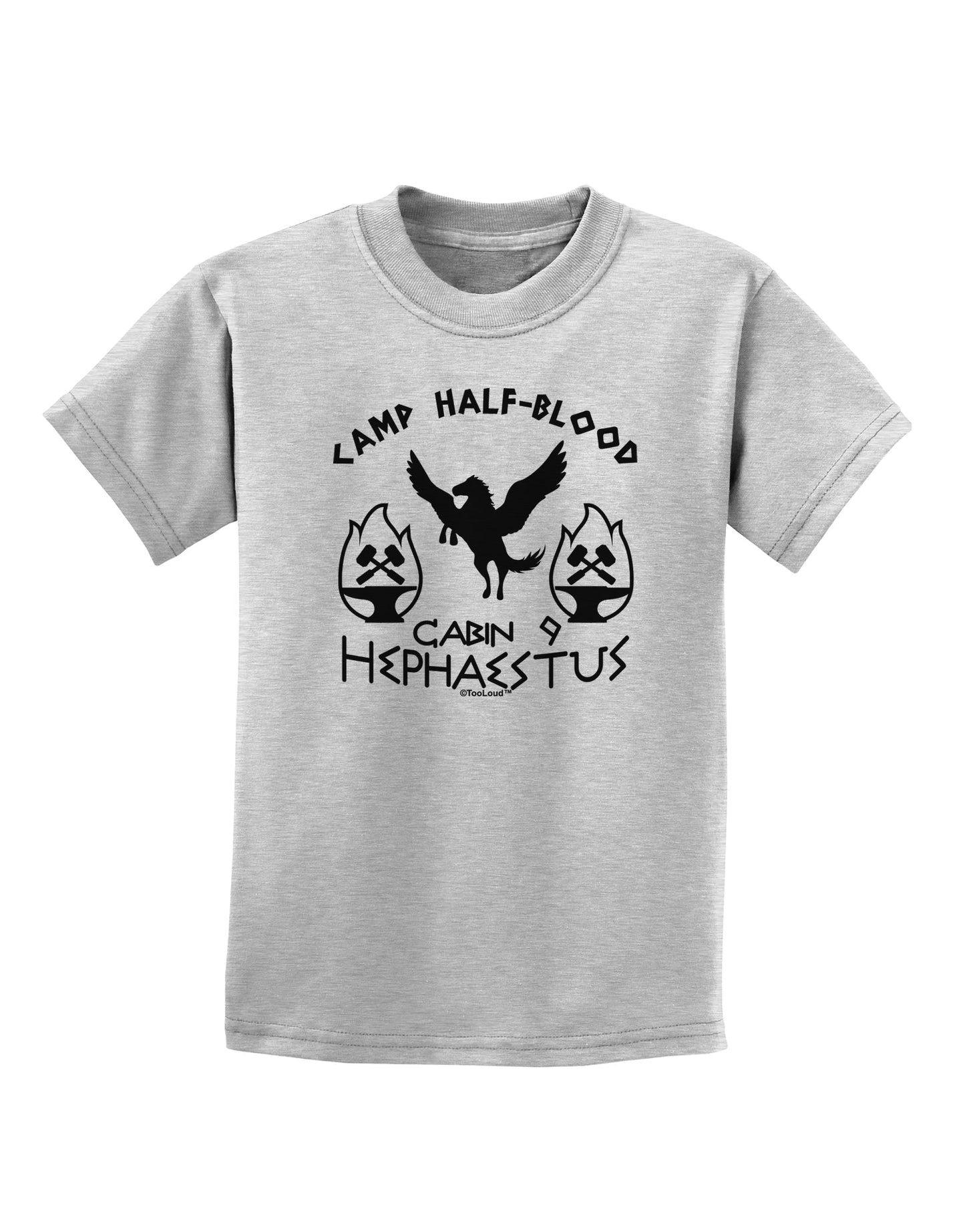 Cabin 9 Hephaestus Half Blood Childrens T-Shirt-Childrens T-Shirt-TooLoud-AshGray-X-Small-Davson Sales