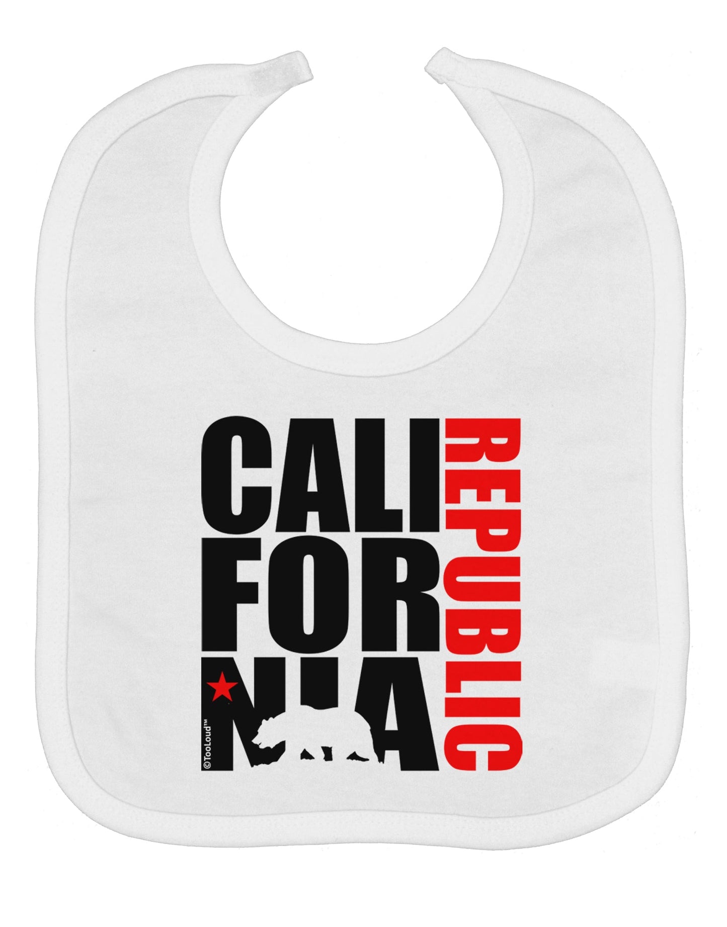 California Republic Design - California Red Star and Bear Baby Bib by TooLoud