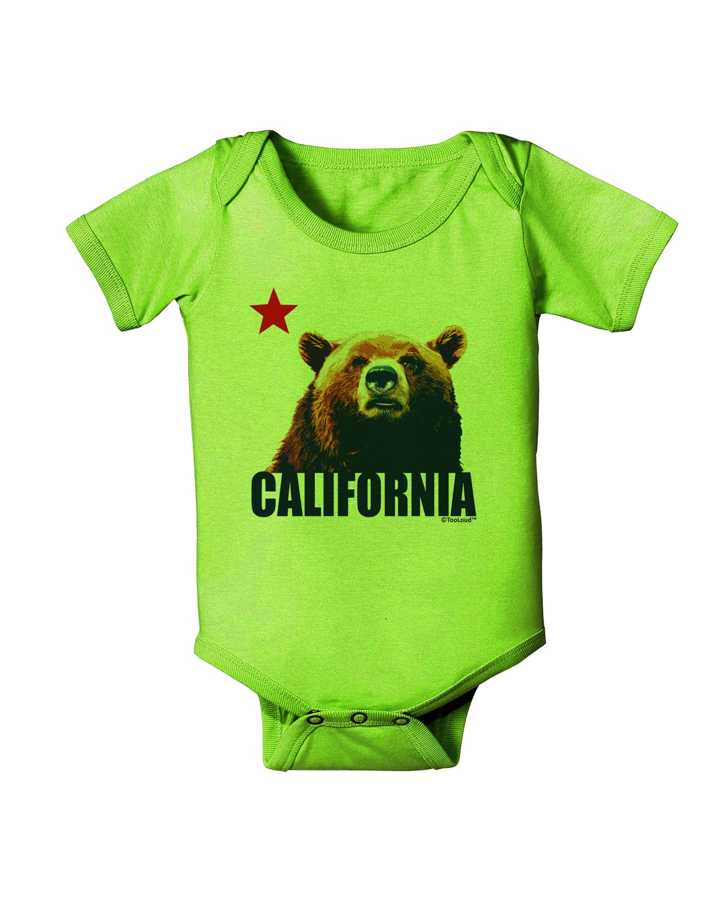 California Republic Design - Grizzly Bear and Star Baby Romper Bodysuit by TooLoud-Baby Romper-TooLoud-Lime-Green-06-Months-Davson Sales