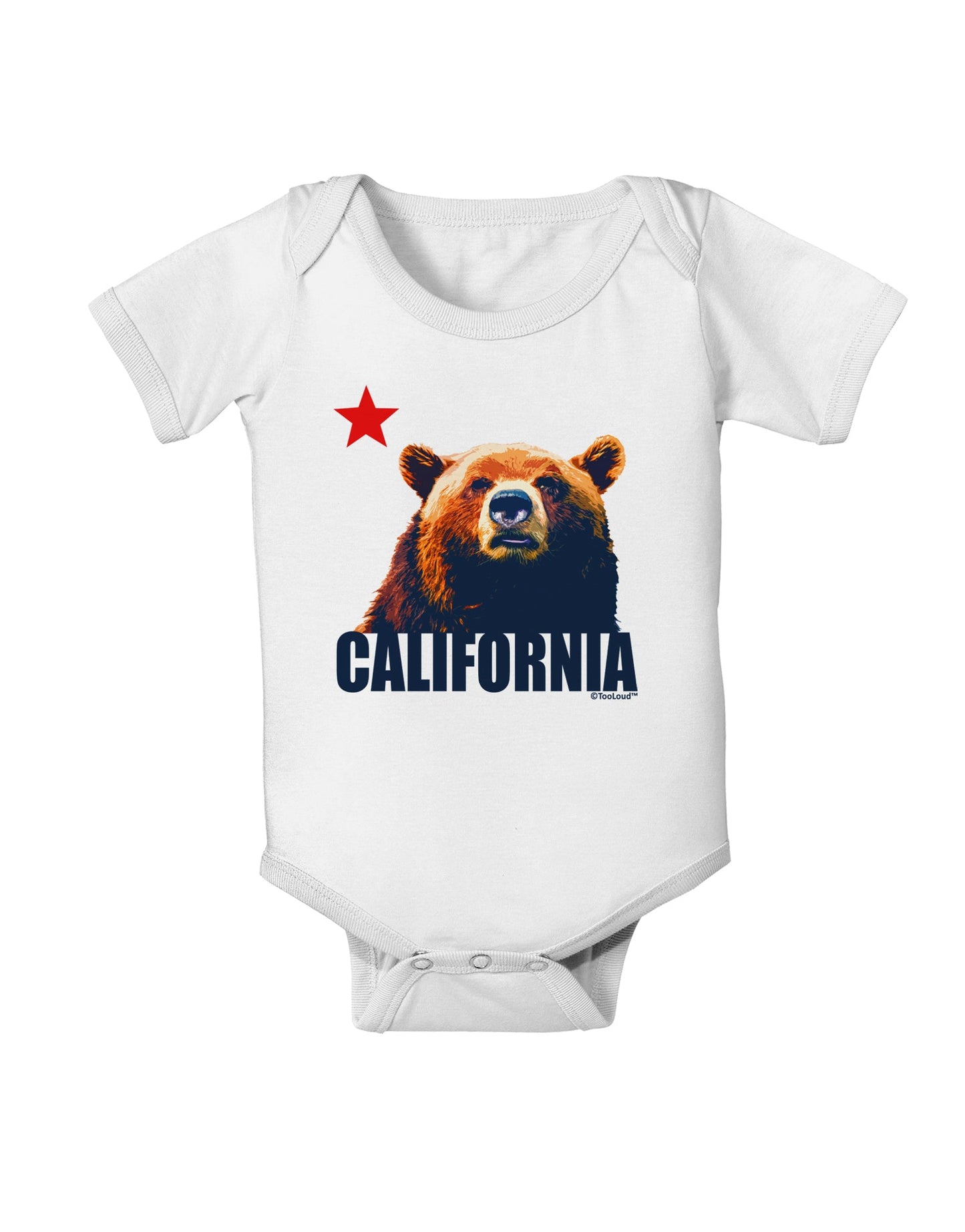 California Republic Design - Grizzly Bear and Star Baby Romper Bodysuit by TooLoud-Baby Romper-TooLoud-White-06-Months-Davson Sales