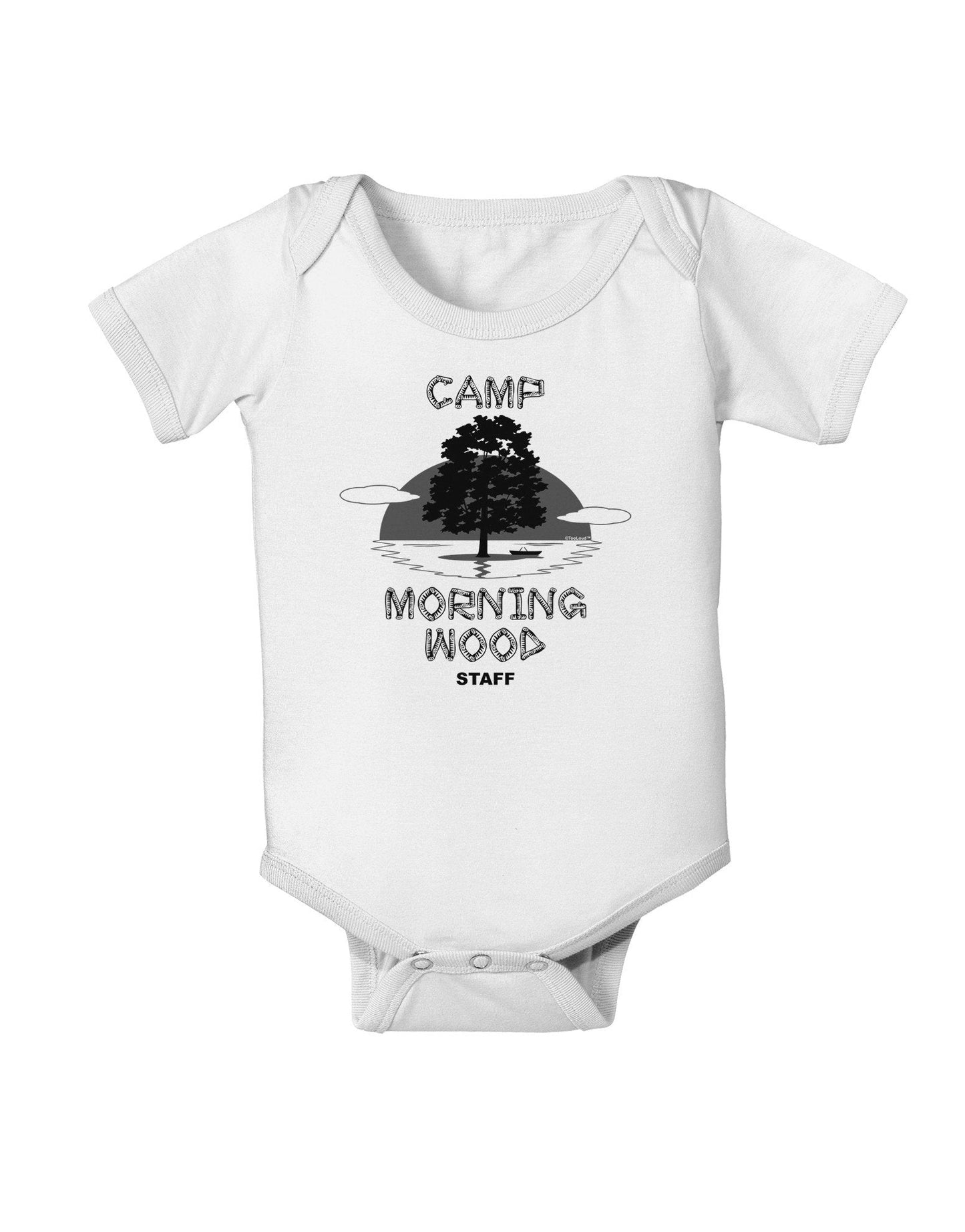 Camp Morning Wood Staff - B&W Baby Romper Bodysuit-Baby Romper-TooLoud-White-18-Months-Davson Sales