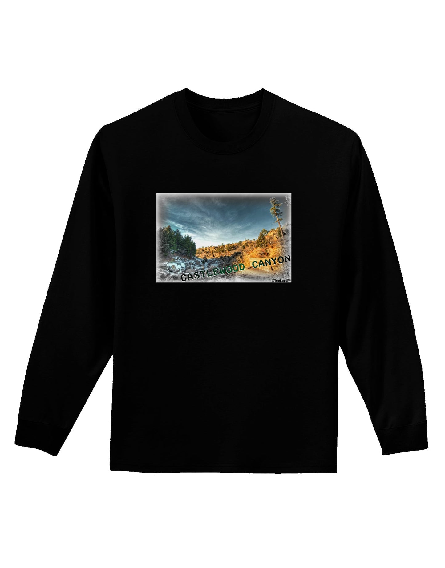 Castlewood Canyon Old Photo Adult Long Sleeve Dark T-Shirt-TooLoud-Black-Small-Davson Sales