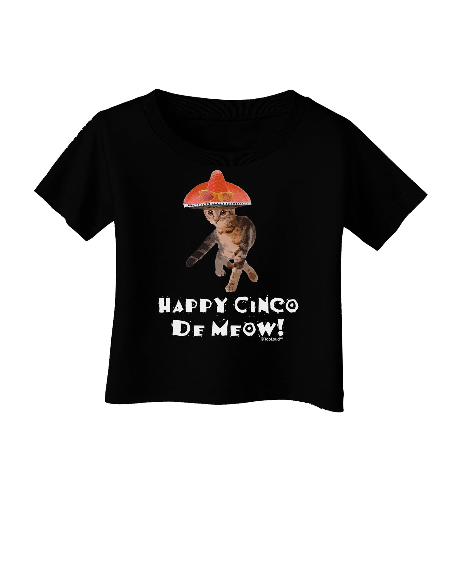 Cat with Pink Sombrero - Happy Cinco de Meow Infant T-Shirt Dark by TooLoud-Infant T-Shirt-TooLoud-Black-06-Months-Davson Sales