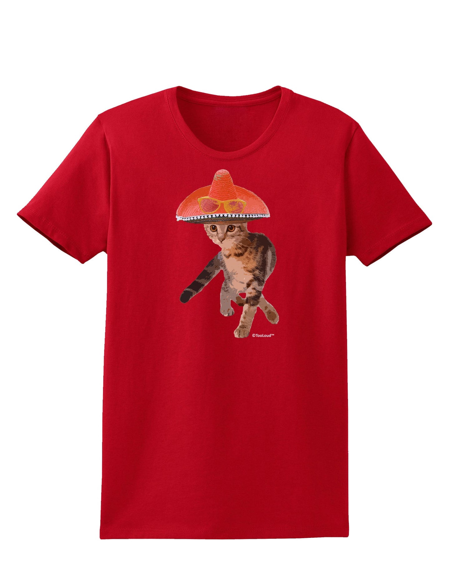 Cat with Pink Sombrero and Sunglasses Womens Dark T-Shirt by TooLoud-Womens T-Shirt-TooLoud-Red-X-Small-Davson Sales