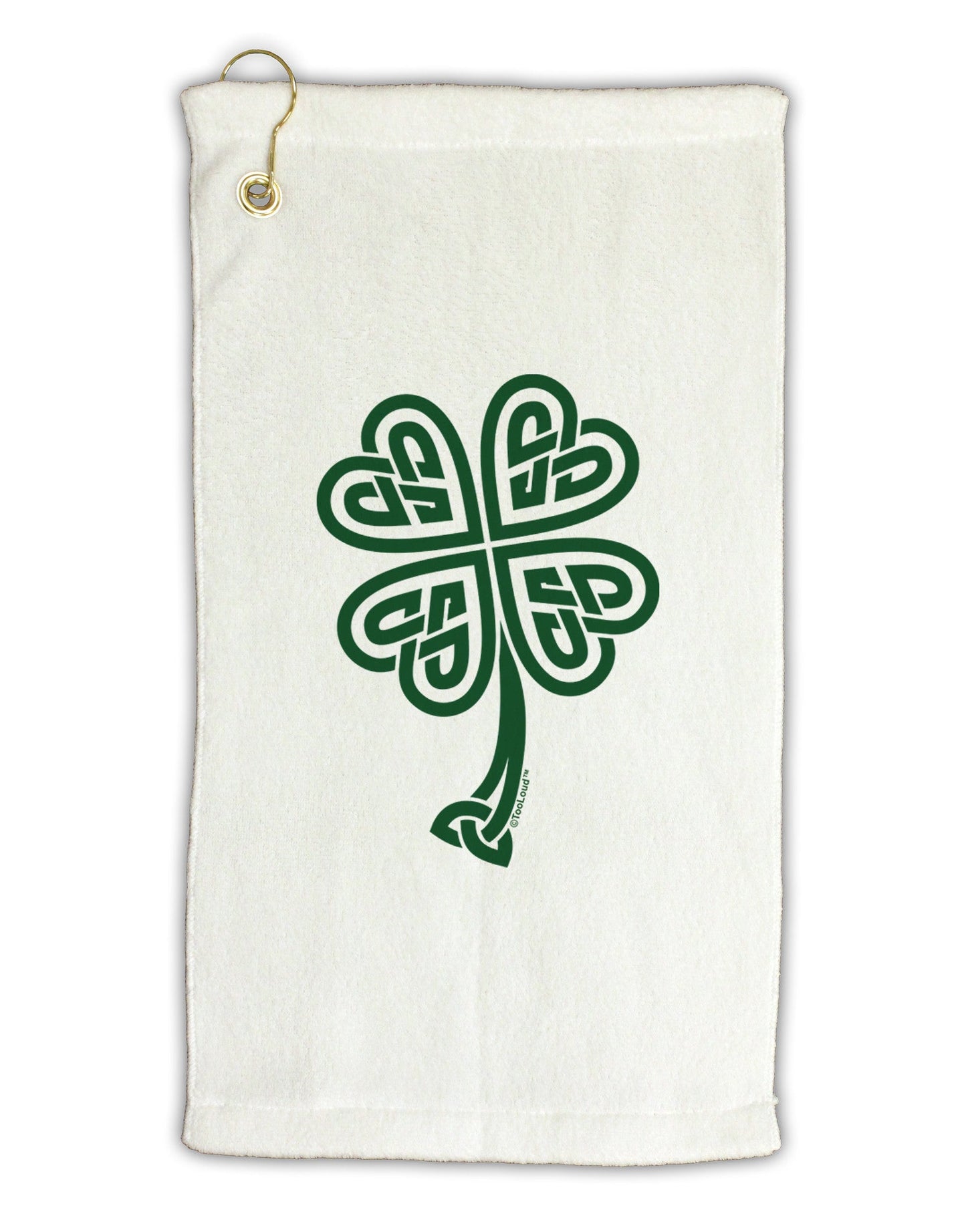 Celtic Knot 4 Leaf Clover St Patricks Micro Terry Gromet Golf Towel 11"x19-Golf Towel-TooLoud-White-Davson Sales