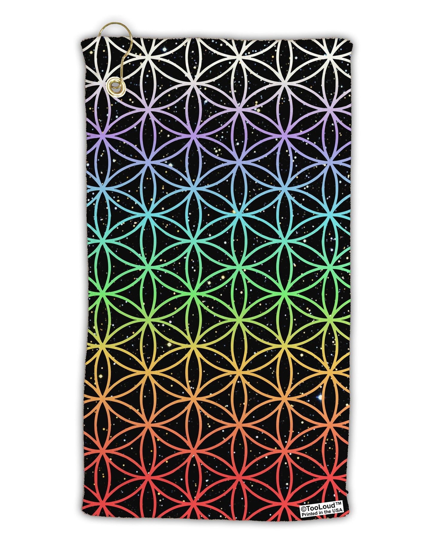 Chakra Colors Flower of Life Micro Terry Gromet Golf Towel 15 x 22 Inch All Over Print-Golf Towel-TooLoud-White-Davson Sales