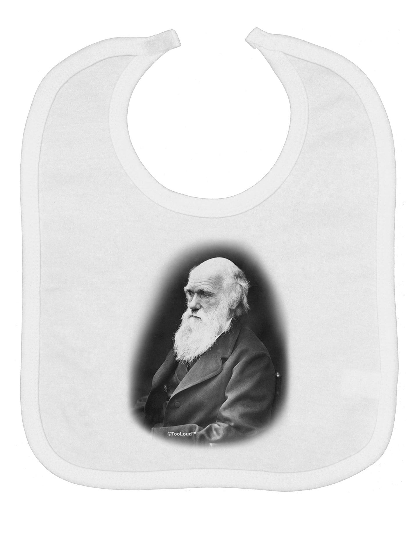 Charles Darwin Black and White Baby Bib by TooLoud