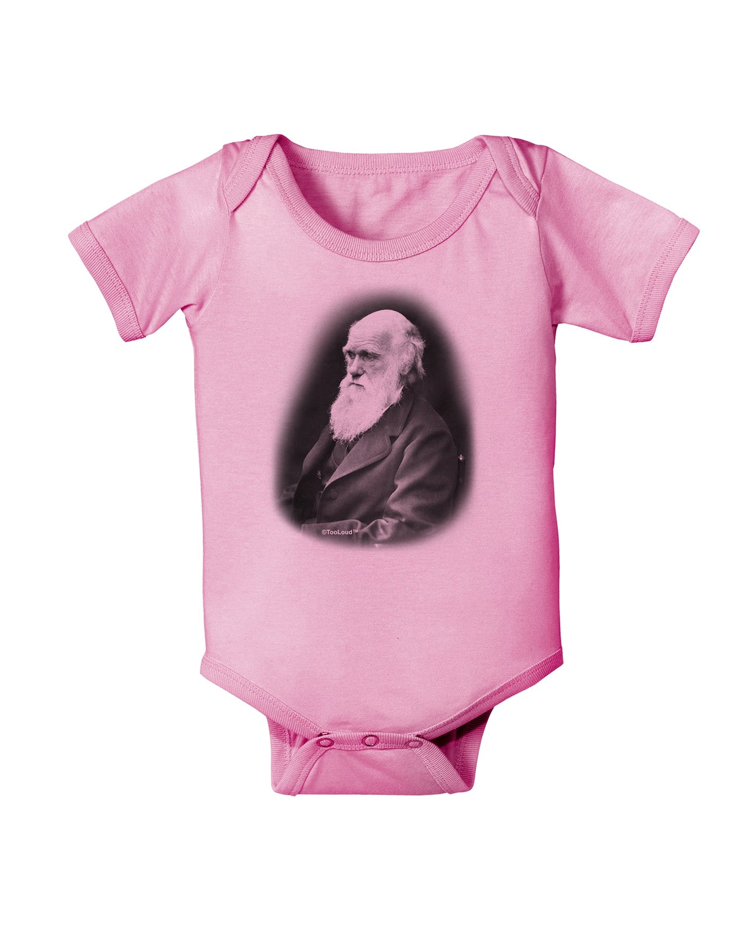 Charles Darwin Black and White Baby Romper Bodysuit by TooLoud-Baby Romper-TooLoud-Light-Pink-06-Months-Davson Sales