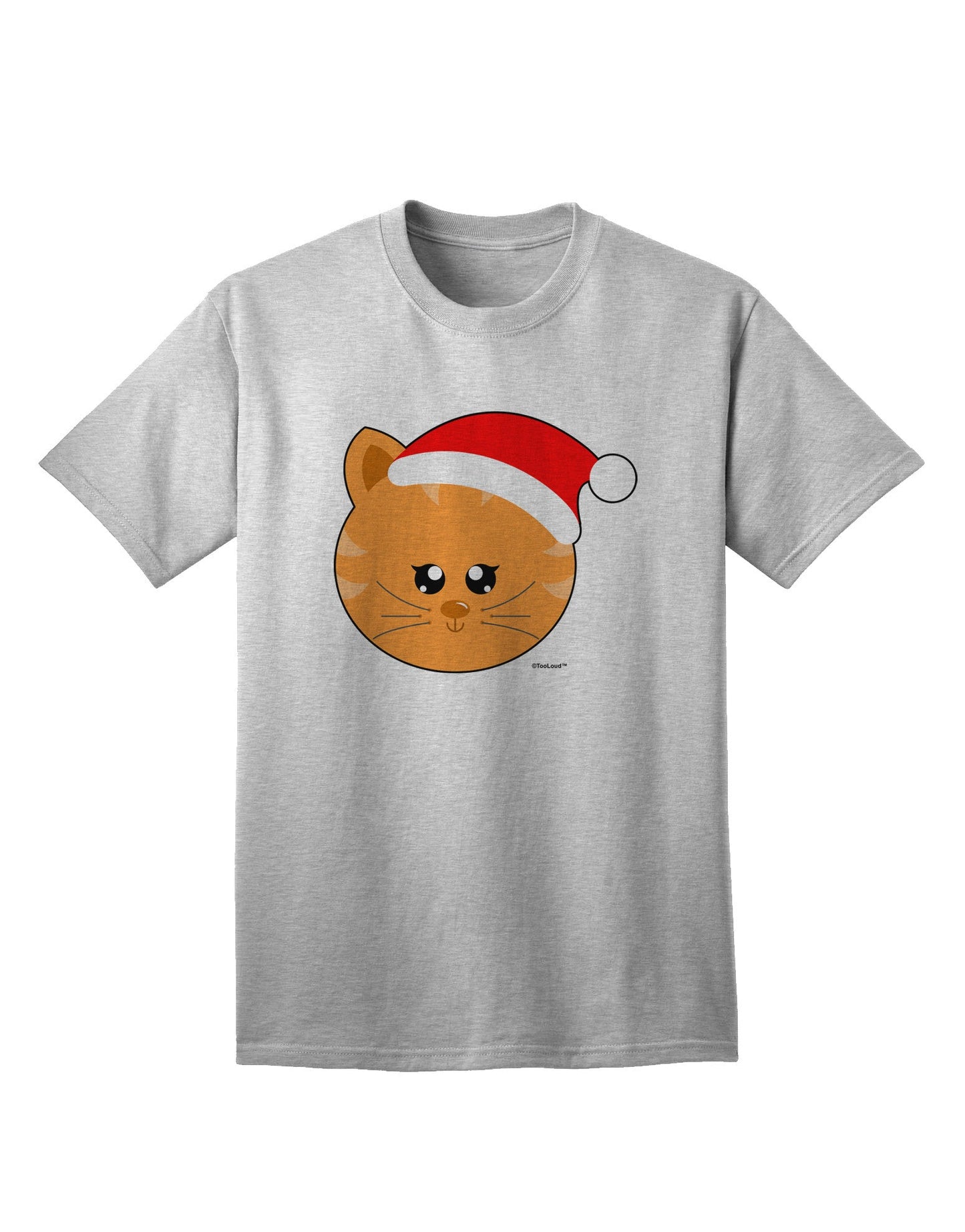 Charming Adult T-Shirt: Christmas Cat in Santa Hat - A Festive Must-Have-Mens T-shirts-TooLoud-AshGray-Small-Davson Sales