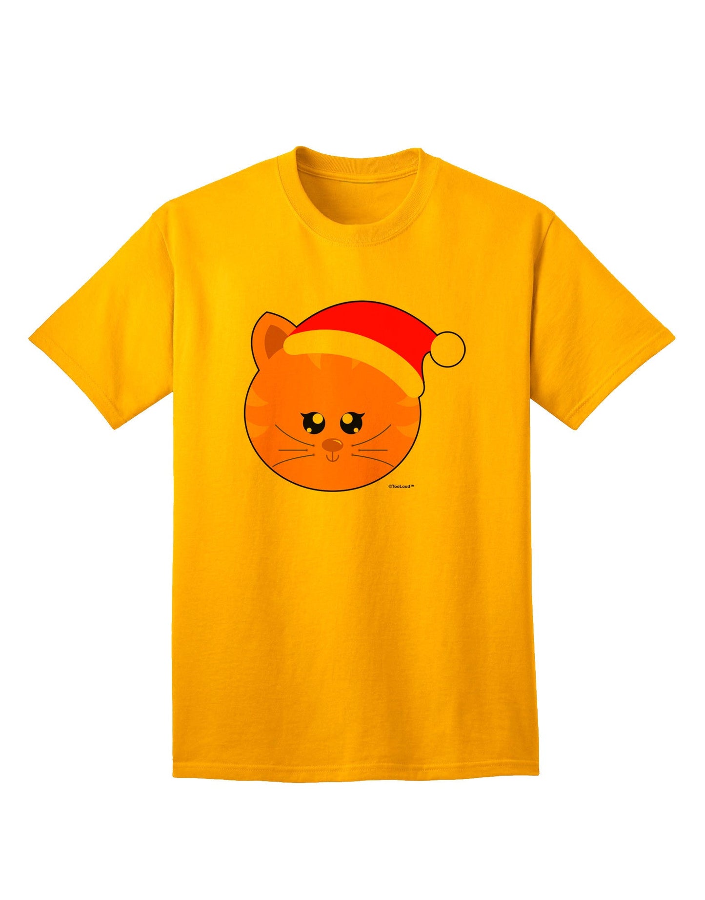 Charming Adult T-Shirt: Christmas Cat in Santa Hat - A Festive Must-Have-Mens T-shirts-TooLoud-Gold-Small-Davson Sales