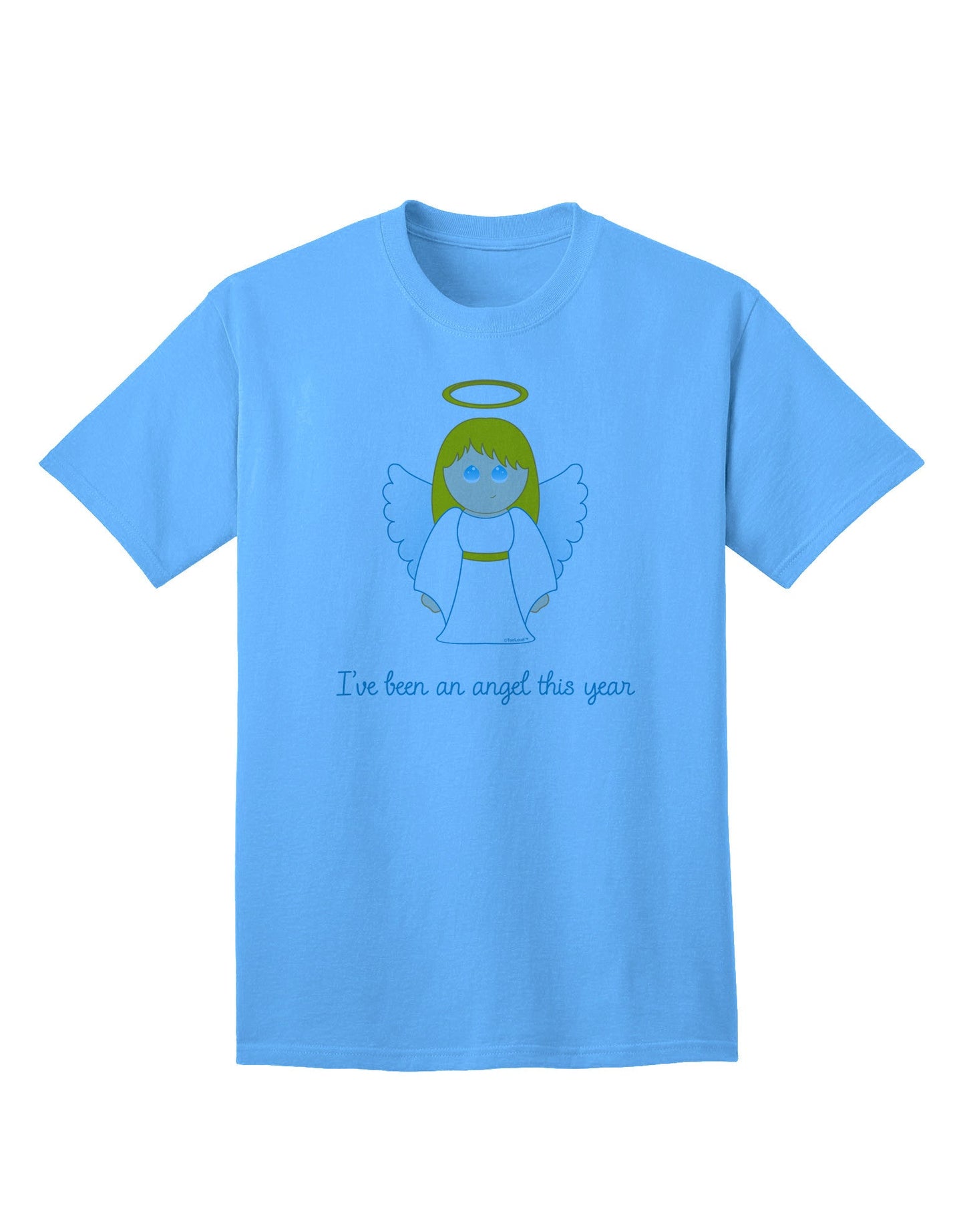 Charming Christmas Collection: 'I've Been An Angel This Year' - Stylish Adult T-Shirt-Mens T-shirts-TooLoud-Aquatic-Blue-Small-Davson Sales