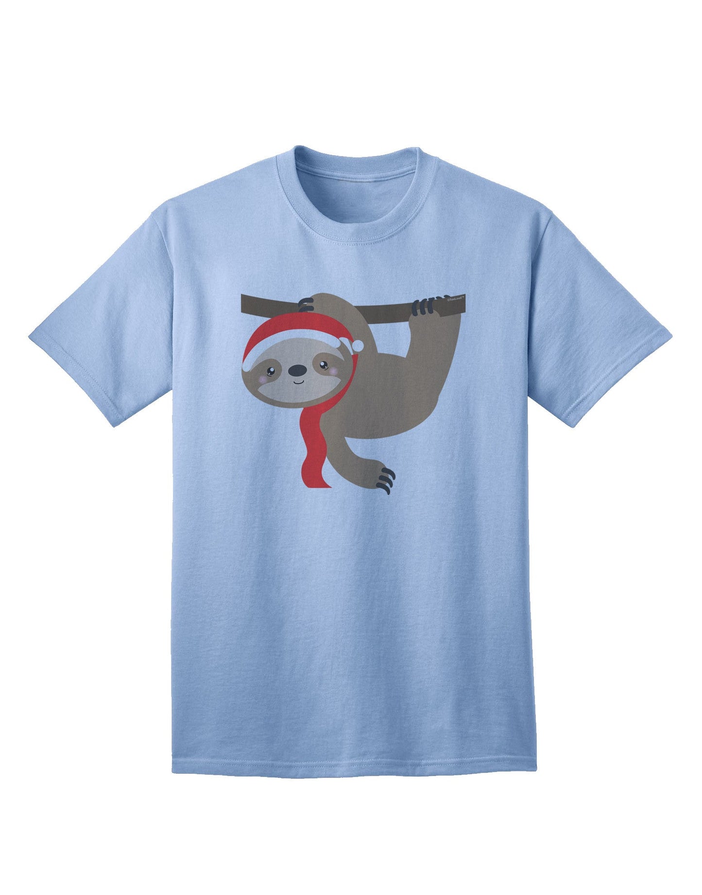 Charming Christmas Sloth with Santa Hat: Premium Adult T-Shirt Collection-Mens T-shirts-TooLoud-Light-Blue-Small-Davson Sales