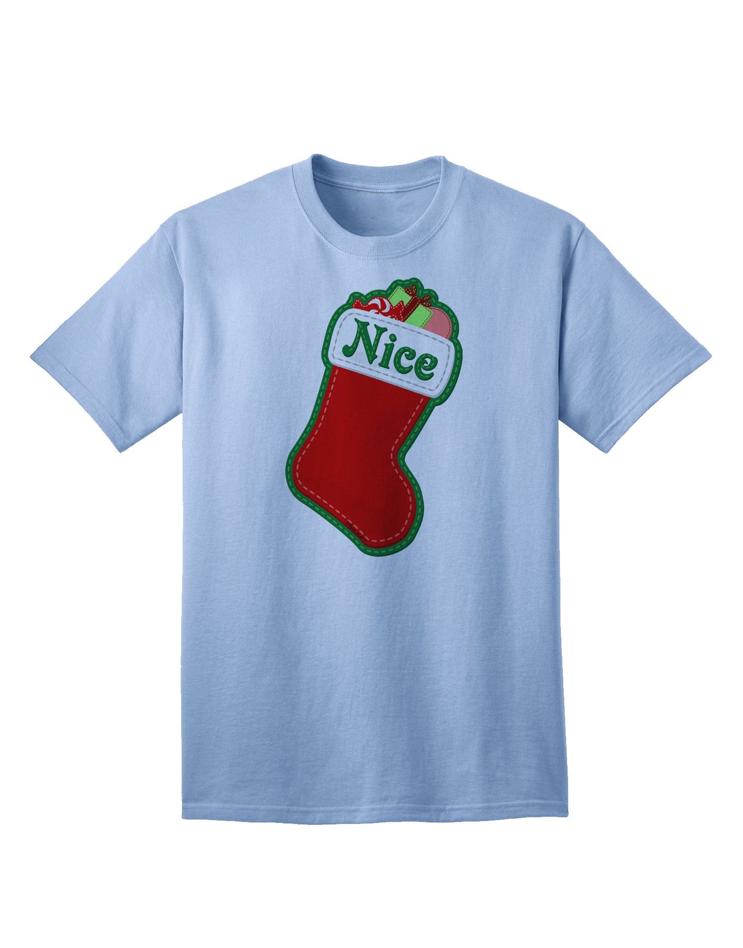 Charming Collection: Nice Stocking Cute Christmas Adult T-Shirt - Perfect for Festive Season-Mens T-shirts-TooLoud-Light-Blue-Small-Davson Sales