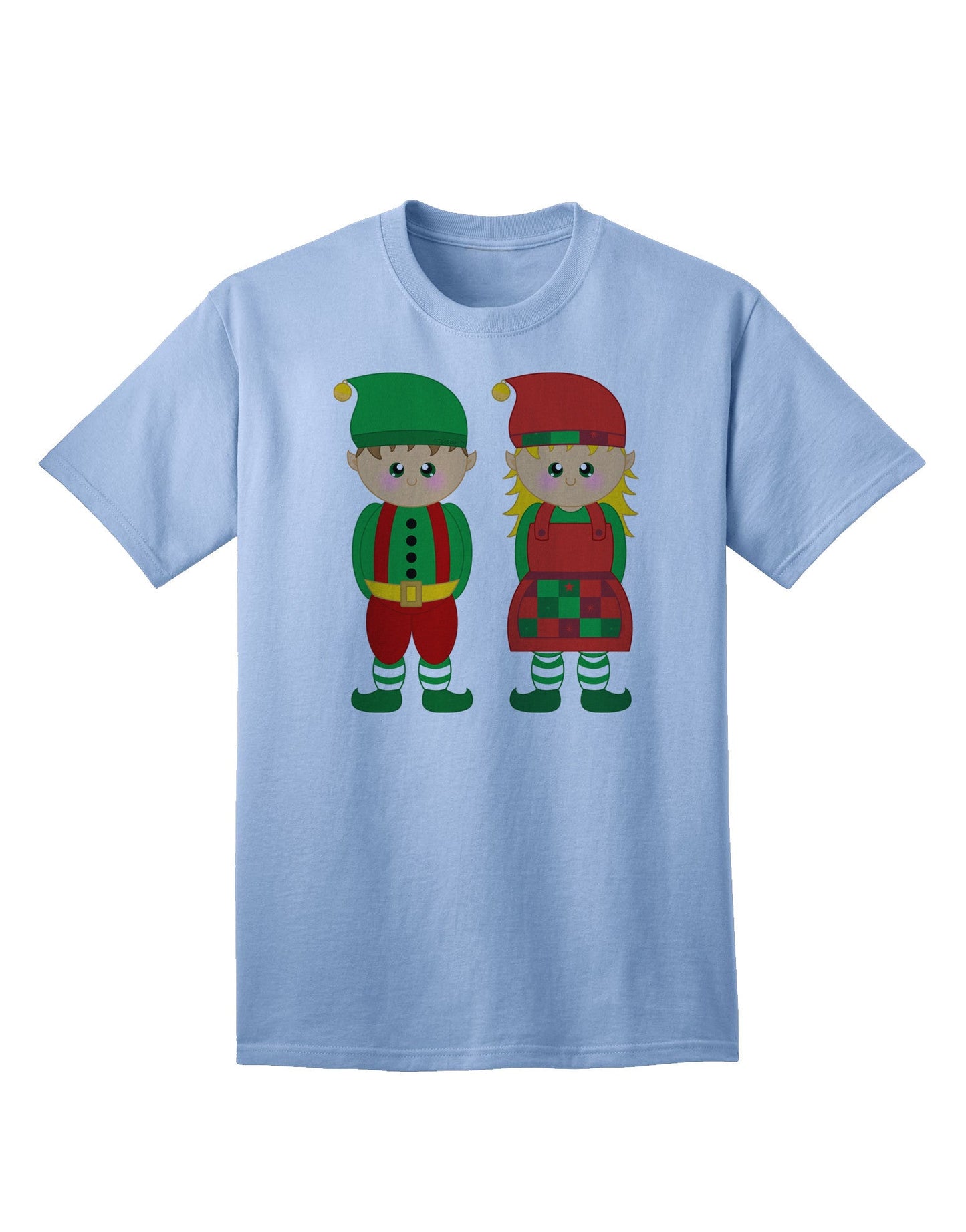 Charming Elf Couple - Adult Christmas T-Shirt for Festive Celebrations-Mens T-shirts-TooLoud-Light-Blue-Small-Davson Sales