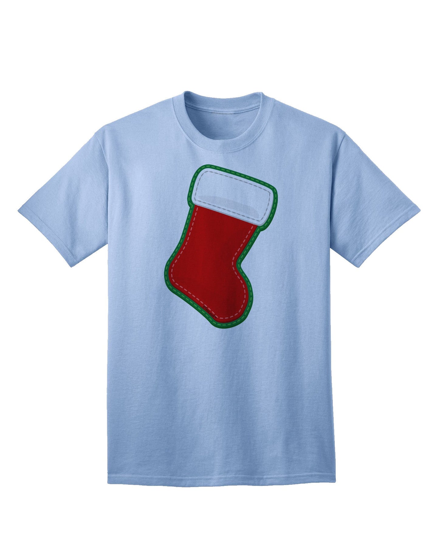 Charming Faux Applique Christmas Stocking Adult T-Shirt - A Festive Ecommerce Exclusive-Mens T-shirts-TooLoud-Light-Blue-Small-Davson Sales