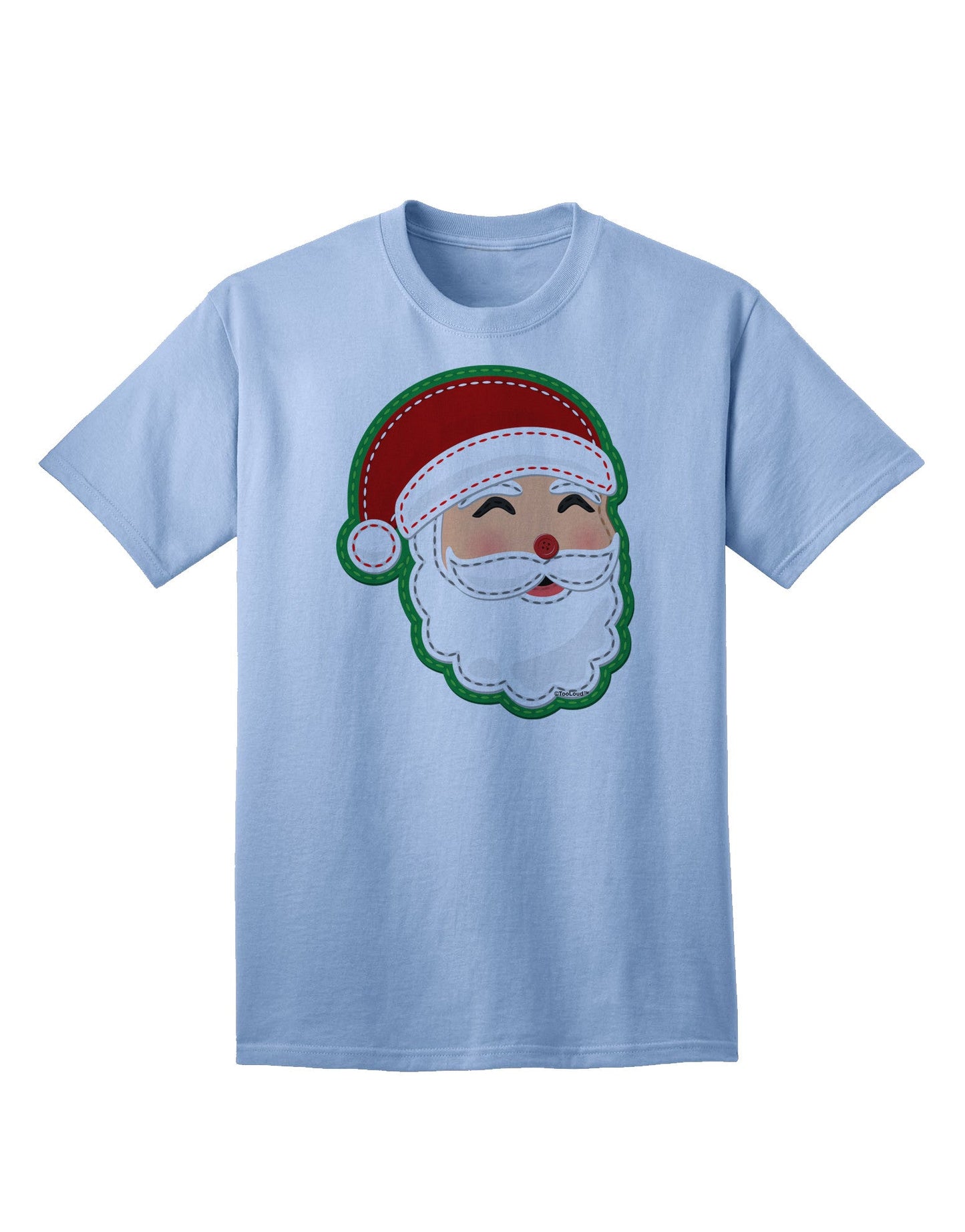 Charming Santa Claus Face Faux Applique - Premium Adult T-Shirt for Festive Season-Mens T-shirts-TooLoud-Light-Blue-Small-Davson Sales