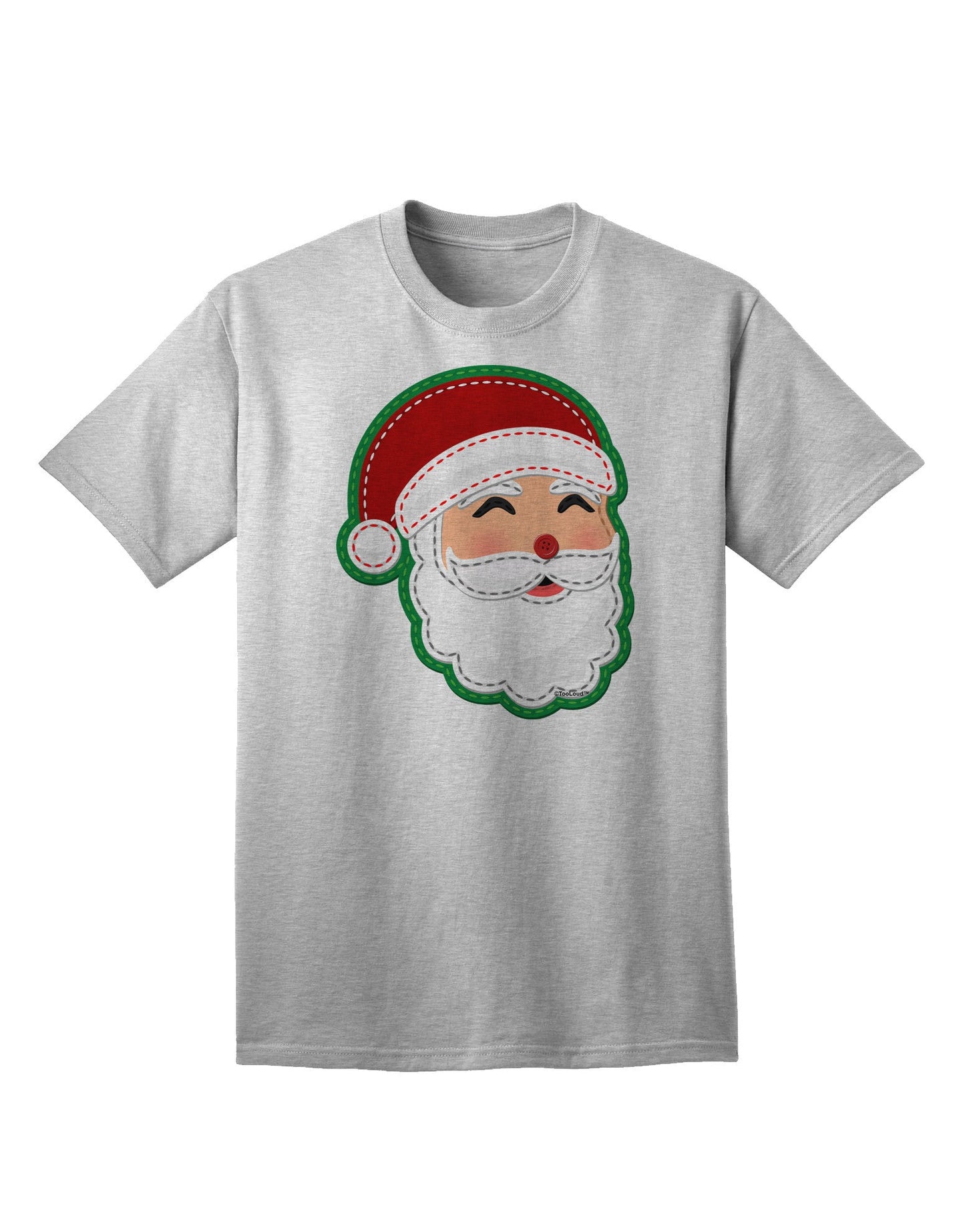 Charming Santa Claus Face Faux Applique - Premium Adult T-Shirt for Festive Season-Mens T-shirts-TooLoud-AshGray-Small-Davson Sales