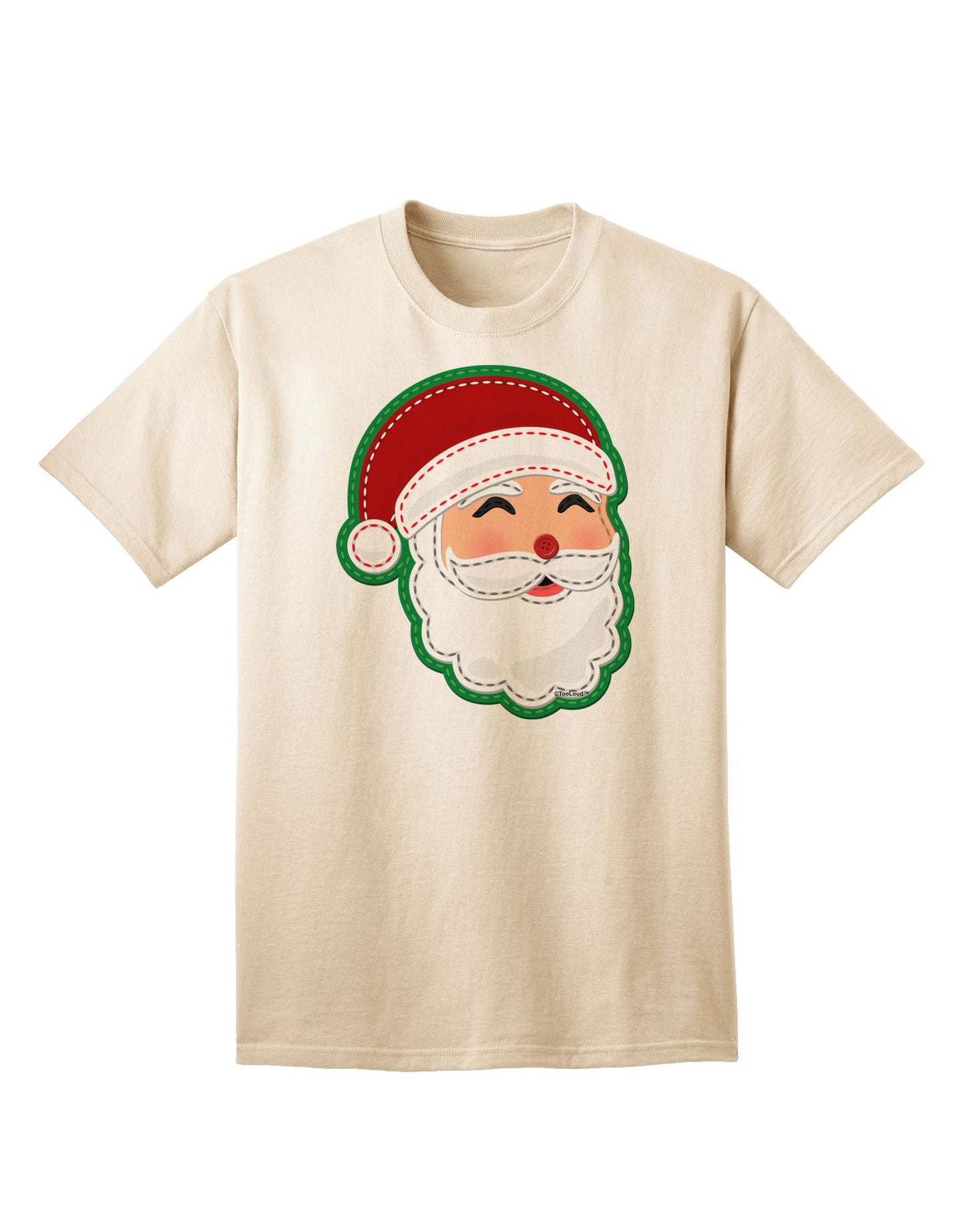 Charming Santa Claus Face Faux Applique - Premium Adult T-Shirt for Festive Season-Mens T-shirts-TooLoud-Natural-Small-Davson Sales