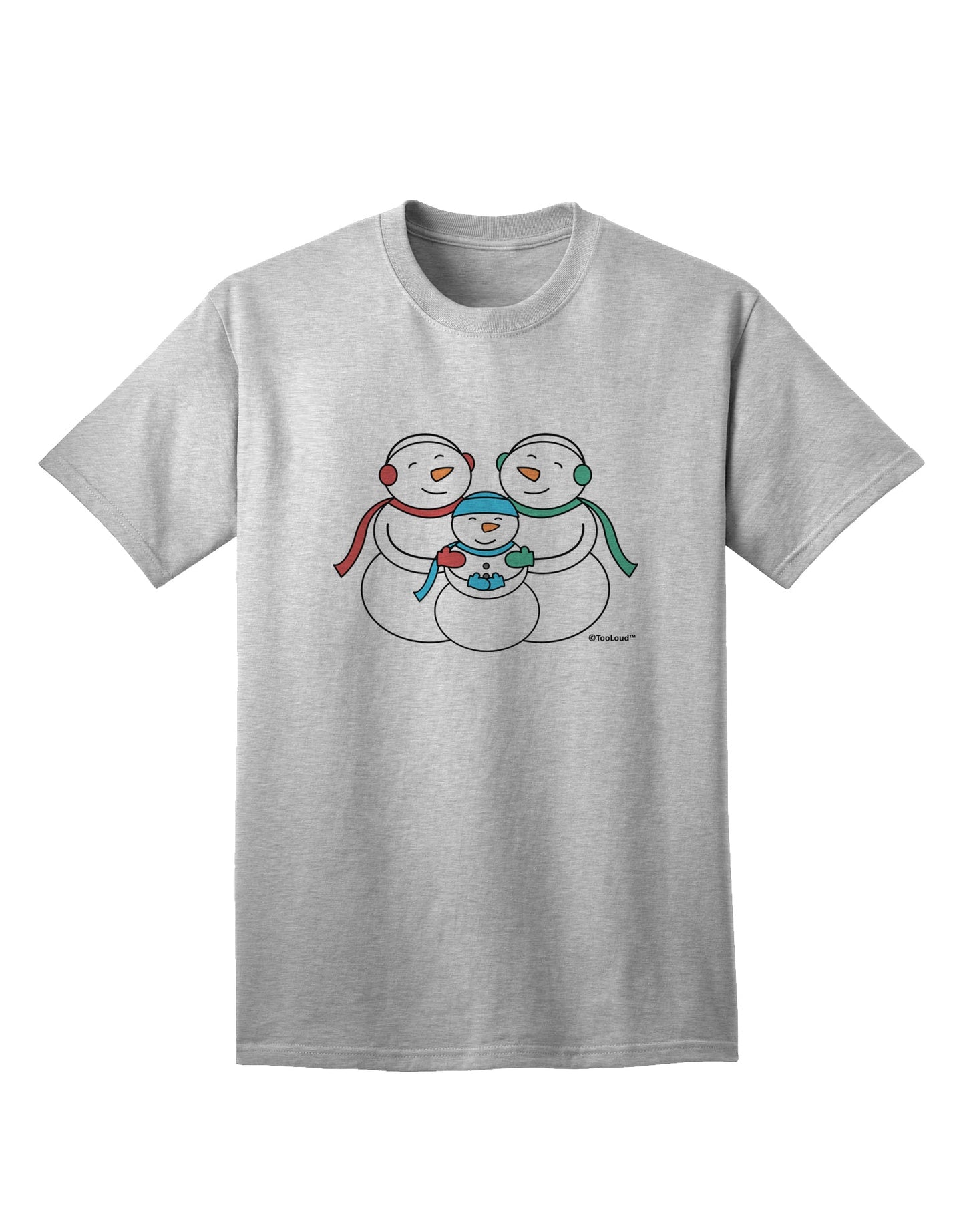 Charming Snowman Family with Boy Adult T-Shirt - A Delightful Addition to Your Wardrobe by TooLoud-Mens T-shirts-TooLoud-AshGray-Small-Davson Sales
