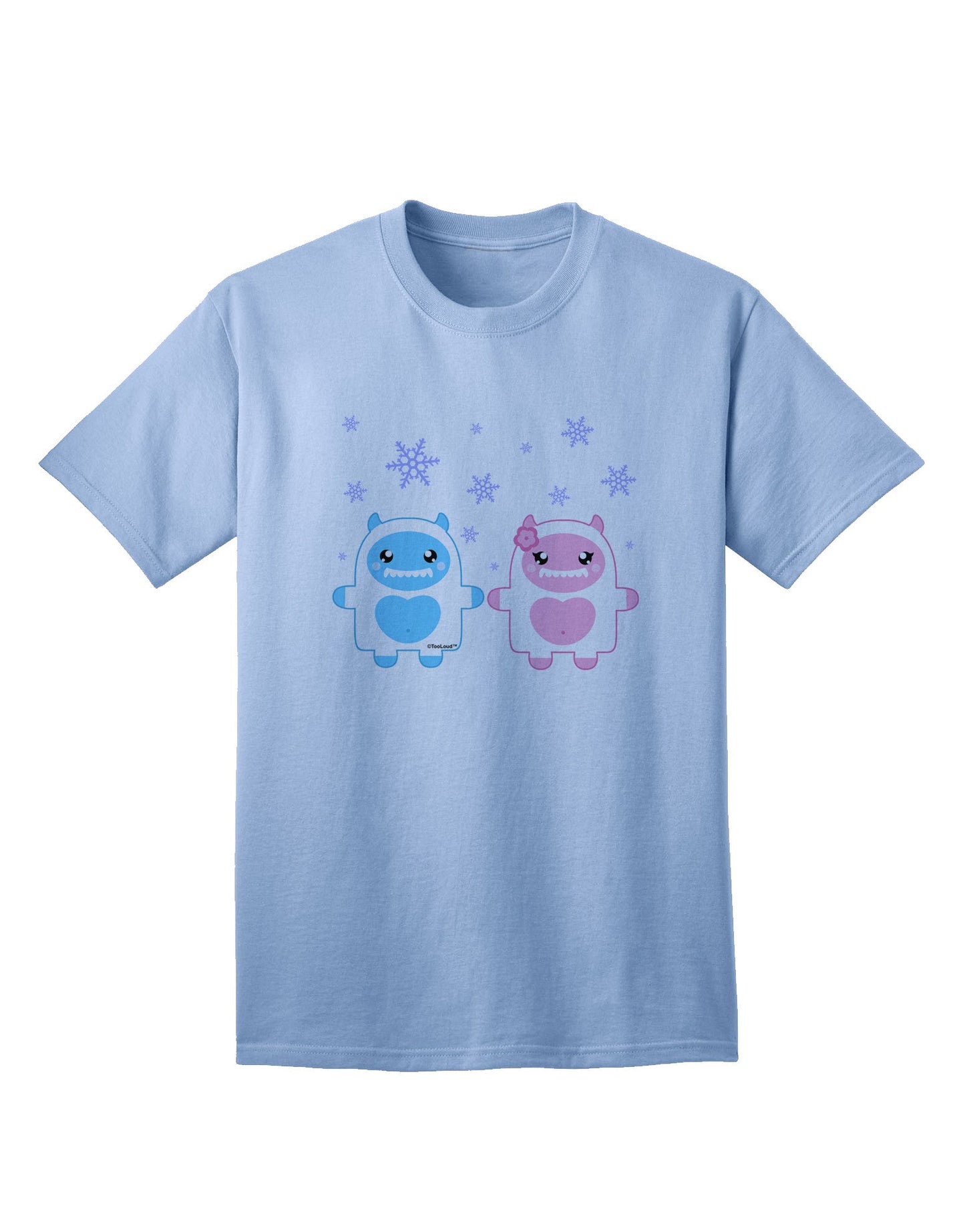 Charming Yeti Couple - Adult Christmas T-Shirt Featuring Adorable Abominable Snowman Design-Mens T-shirts-TooLoud-Light-Blue-Small-Davson Sales