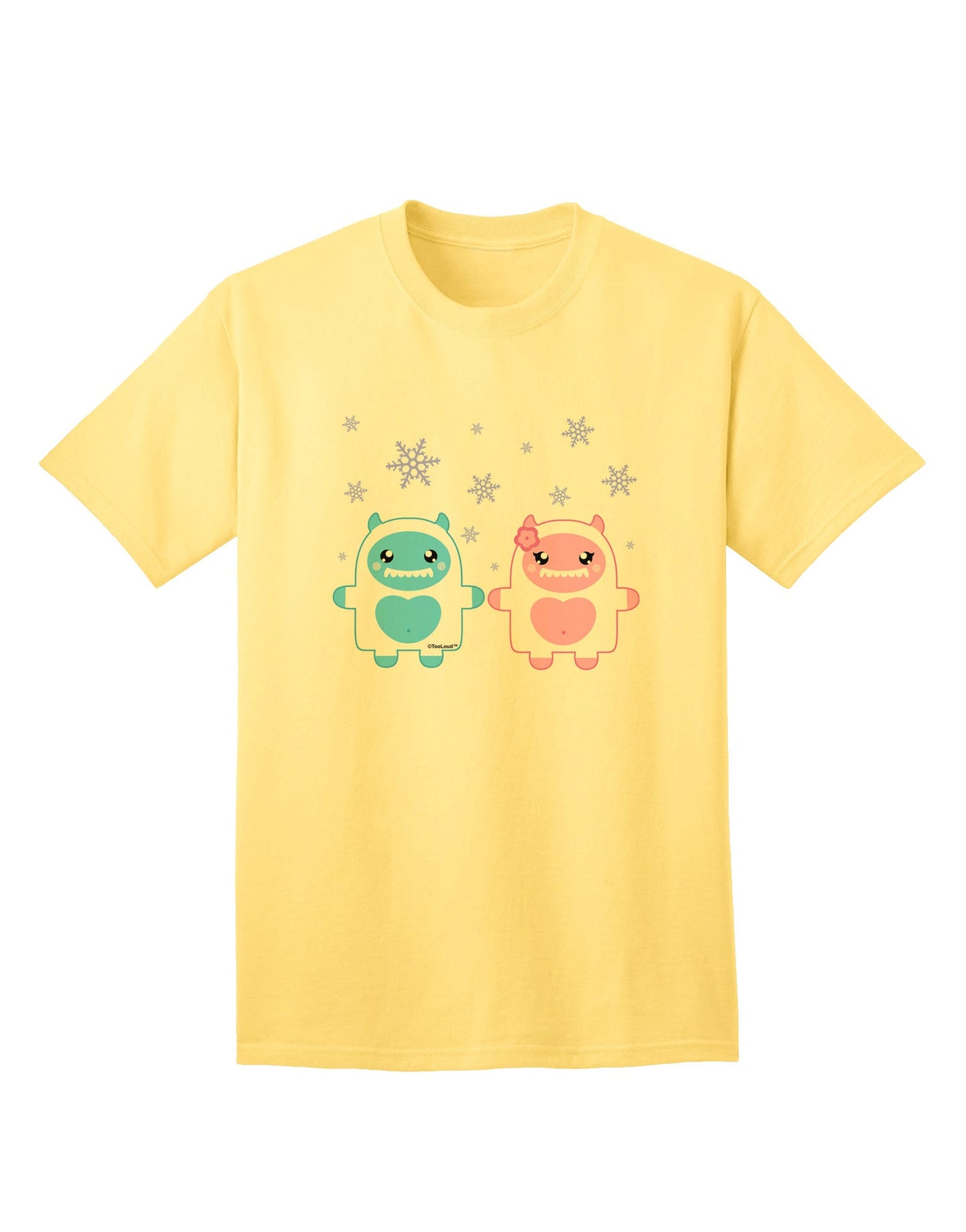 Charming Yeti Couple - Adult Christmas T-Shirt Featuring Adorable Abominable Snowman Design-Mens T-shirts-TooLoud-Yellow-Small-Davson Sales