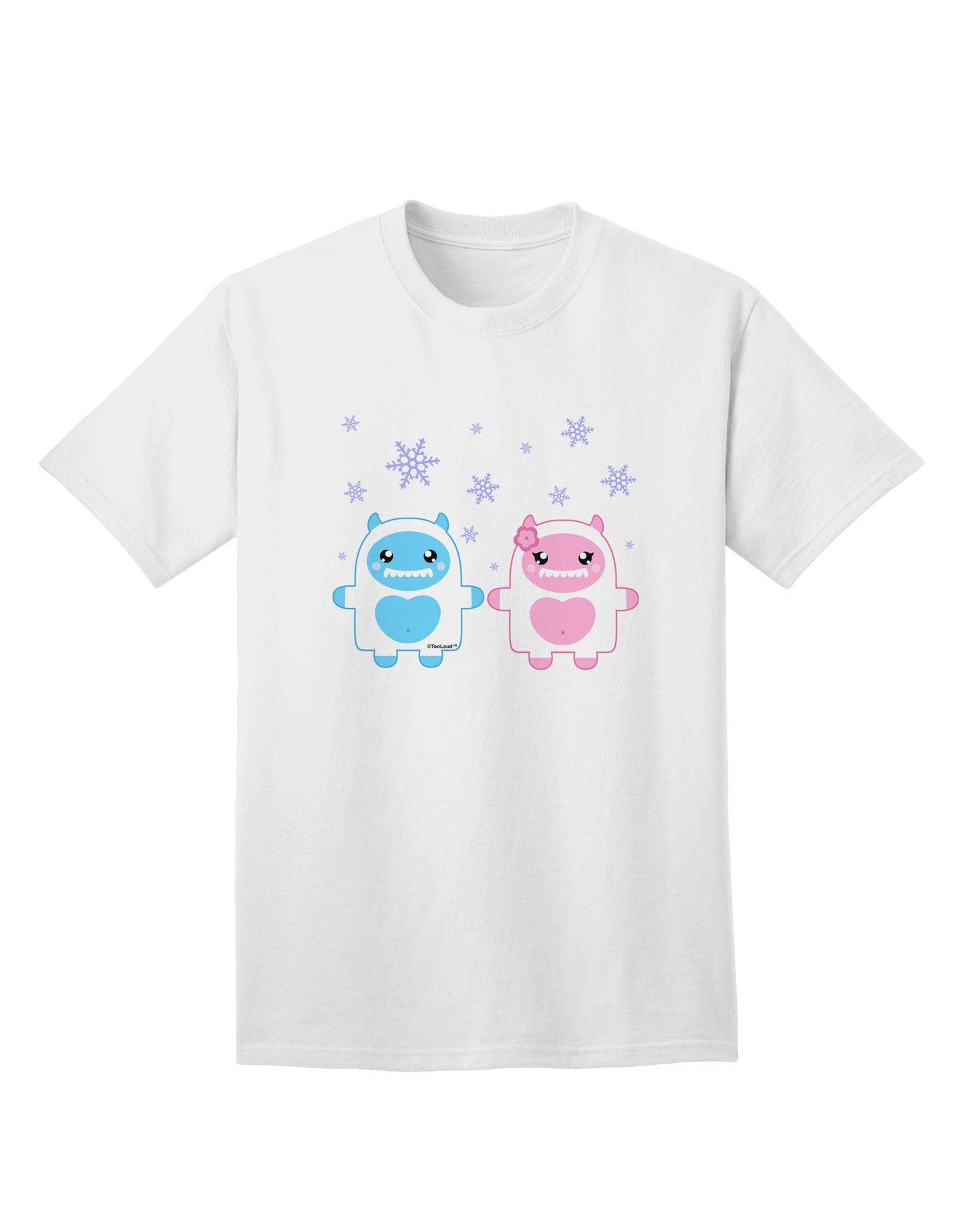 Charming Yeti Couple - Adult Christmas T-Shirt Featuring Adorable Abominable Snowman Design-Mens T-shirts-TooLoud-White-Small-Davson Sales
