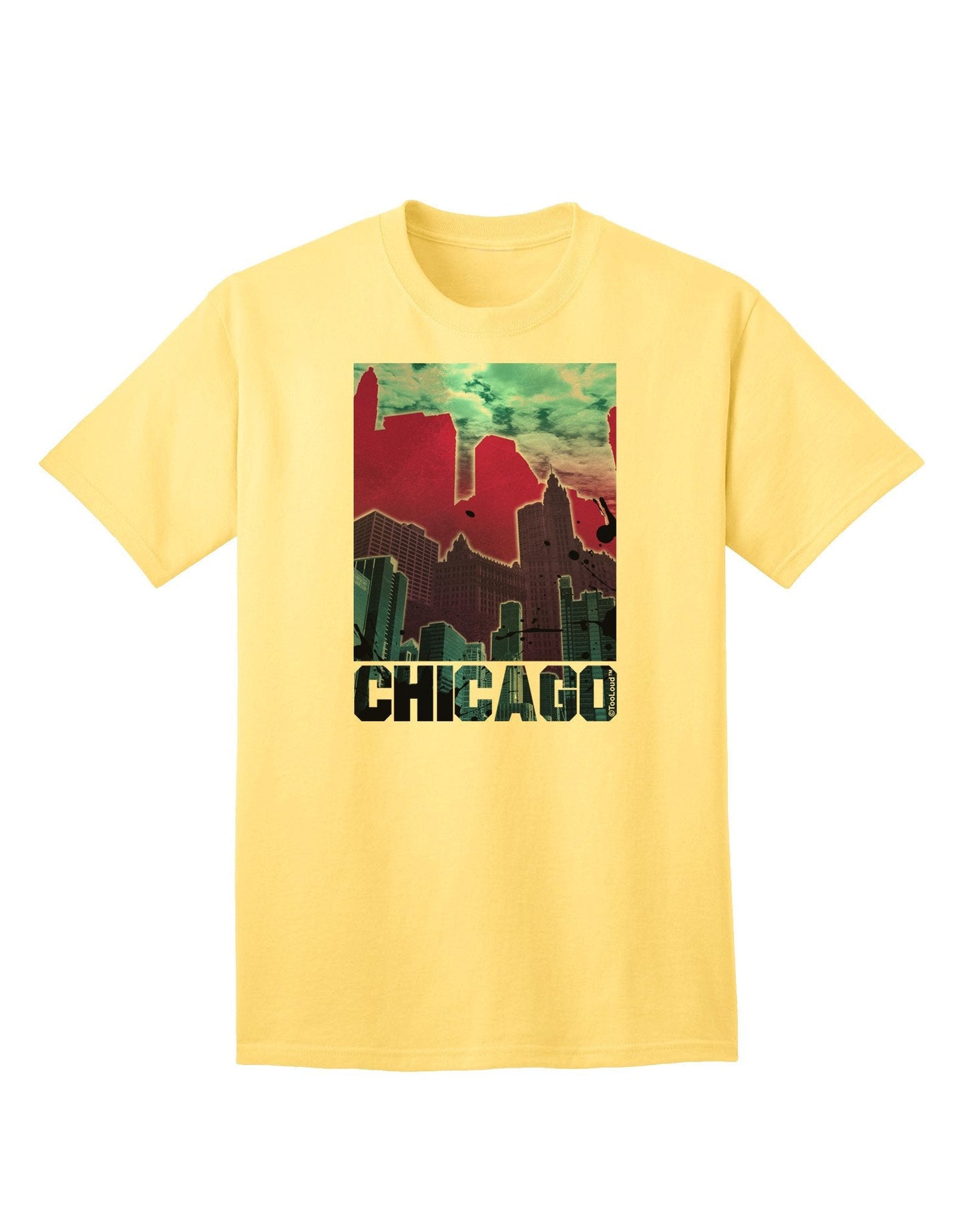Chicago Abstract 2 Adult T-Shirt-Mens T-Shirt-TooLoud-Yellow-XXXX-Large-Davson Sales