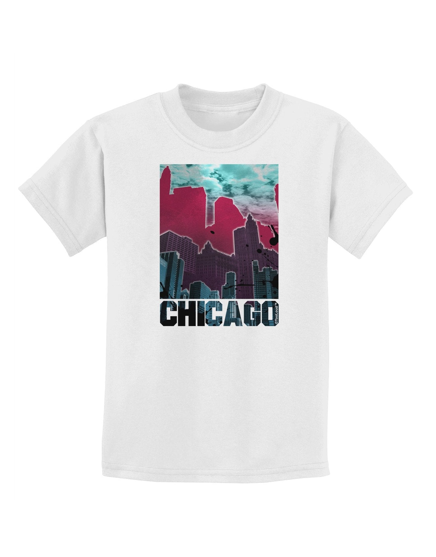 Chicago Abstract 2 Childrens T-Shirt-Childrens T-Shirt-TooLoud-White-X-Large-Davson Sales