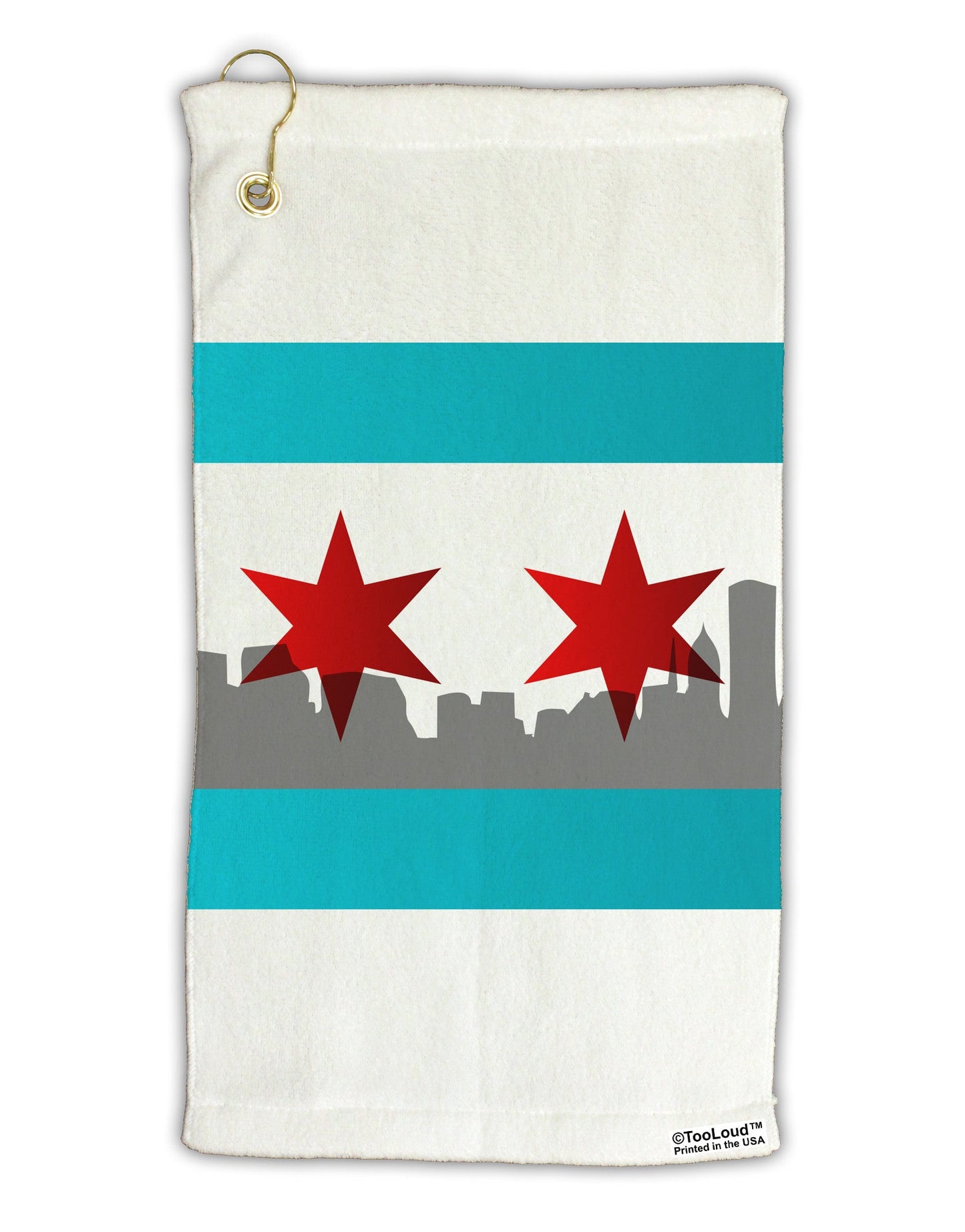 Chicago Flag Skyline AOP Micro Terry Gromet Golf Towel 15 x 22 Inch All Over Print-Golf Towel-TooLoud-White-Davson Sales