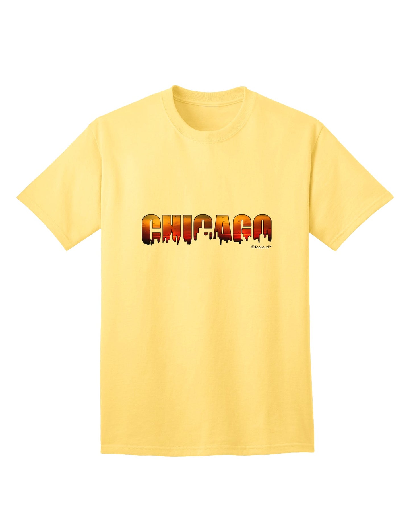 Chicago Skyline Cutout - Sunset Sky Adult T-Shirt: A Captivating Addition to Your Wardrobe by TooLoud-Mens T-shirts-TooLoud-Yellow-Small-Davson Sales