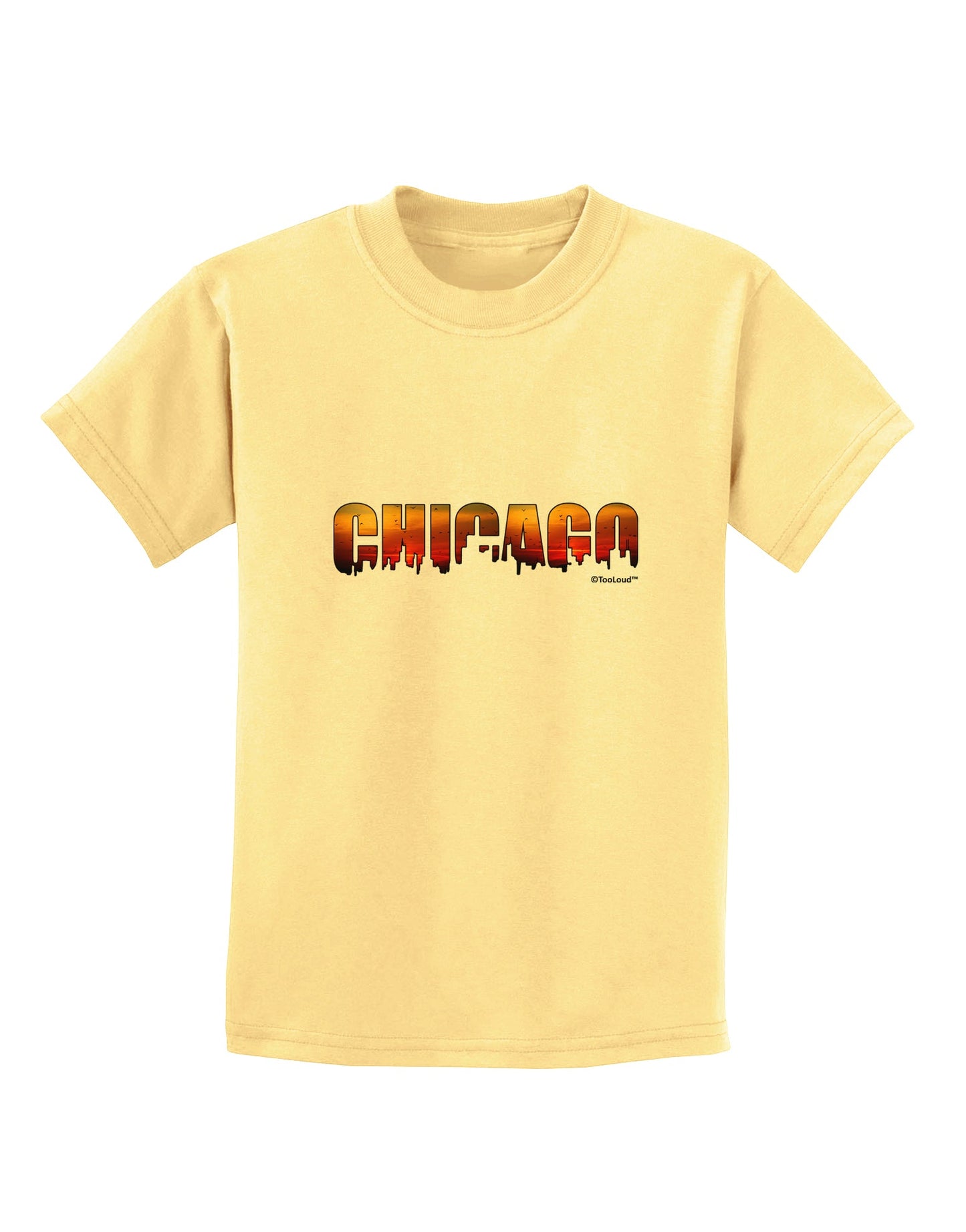 Chicago Skyline Cutout - Sunset Sky Childrens T-Shirt by TooLoud-Childrens T-Shirt-TooLoud-Daffodil-Yellow-X-Small-Davson Sales