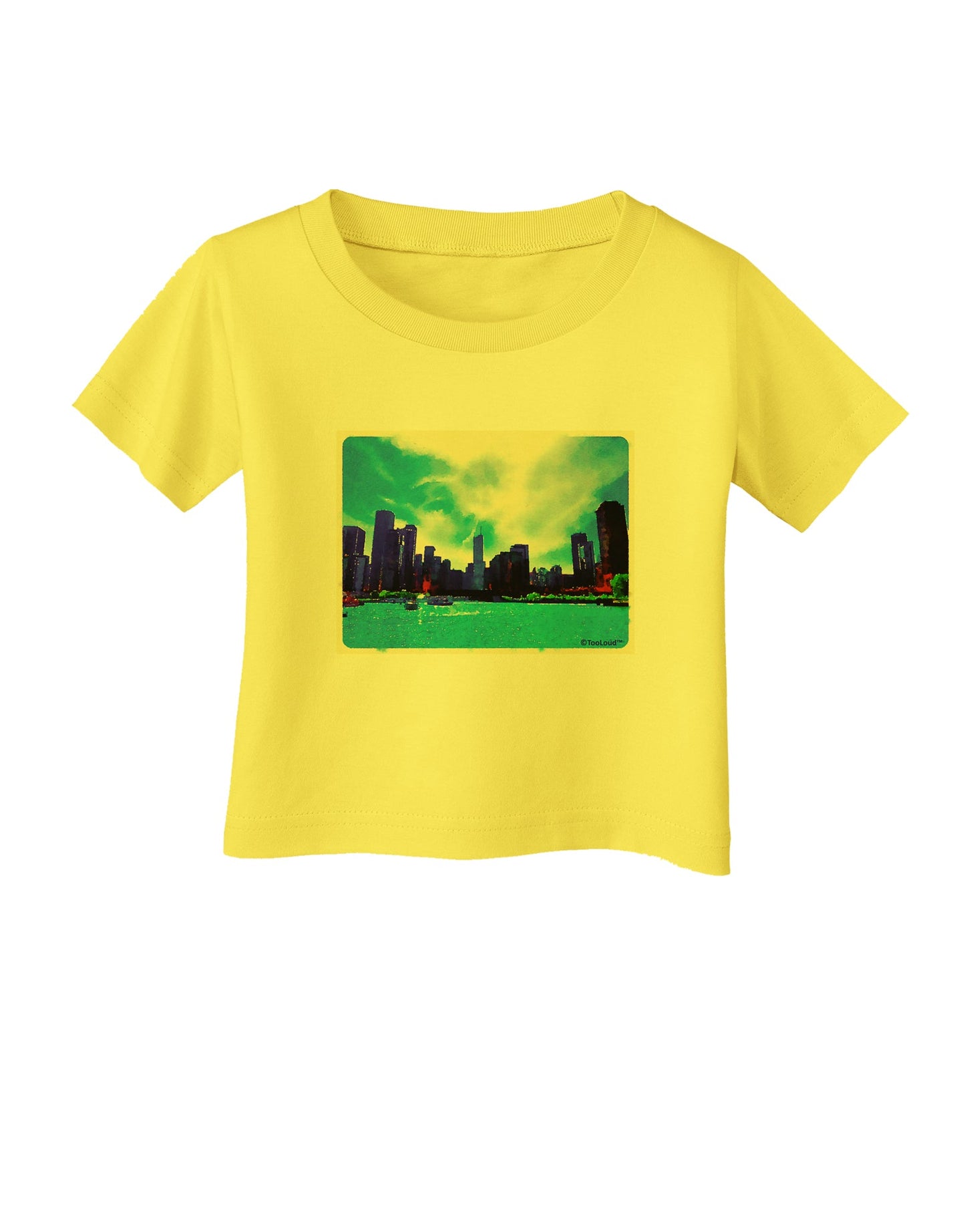 Chicago Skyline Watercolor Infant T-Shirt-Infant T-Shirt-TooLoud-Yellow-06-Months-Davson Sales