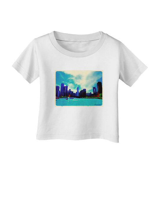 Chicago Skyline Watercolor Infant T-Shirt-Infant T-Shirt-TooLoud-White-06-Months-Davson Sales