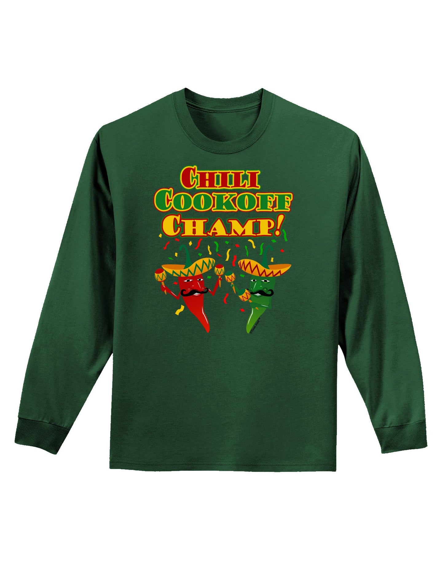 Chili Cookoff Champ! Chile Peppers Adult Long Sleeve Dark T-Shirt-TooLoud-Dark-Green-Small-Davson Sales