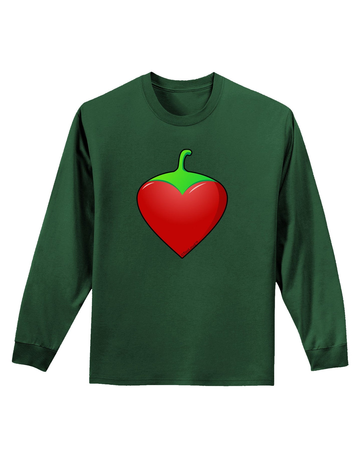 Chili Pepper Heart Adult Long Sleeve Dark T-Shirt-TooLoud-Dark-Green-Small-Davson Sales