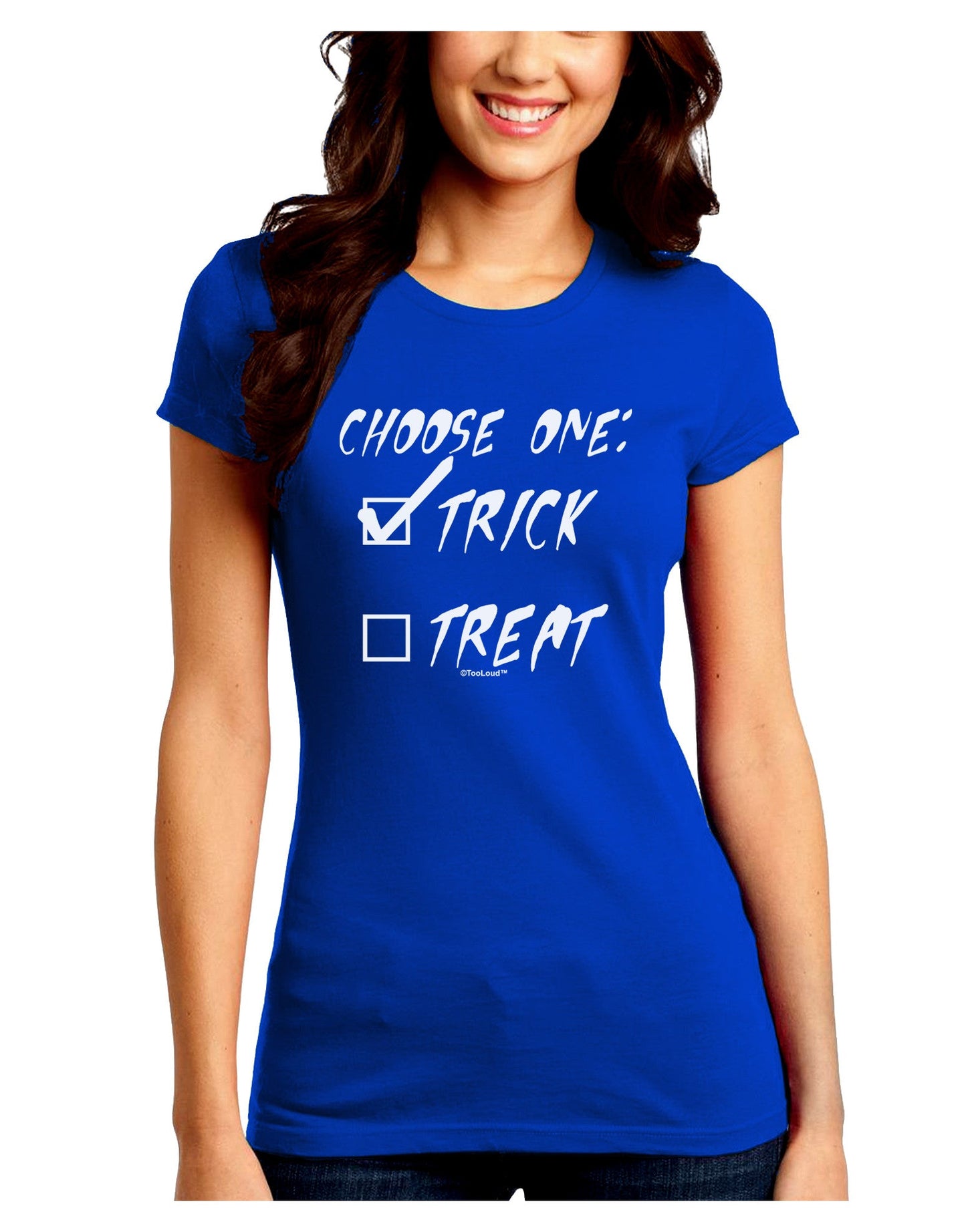 Choose One - Trick Juniors Crew Dark T-Shirt-T-Shirts Juniors Tops-TooLoud-Royal-Blue-Juniors Fitted Small-Davson Sales