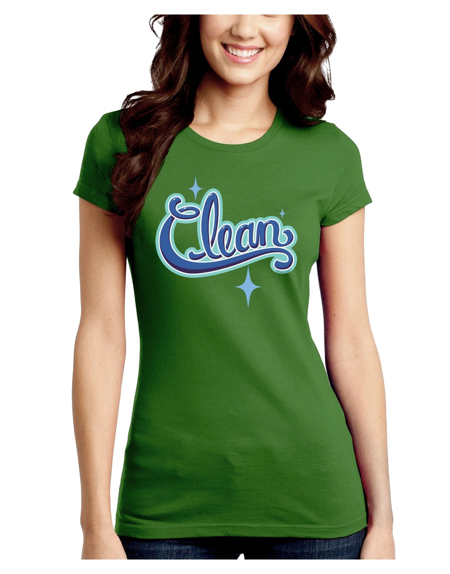 Clean Text Juniors Petite Crew Dark T-Shirt-T-Shirts Juniors Tops-TooLoud-Kiwi-Green-Juniors Fitted Small-Davson Sales