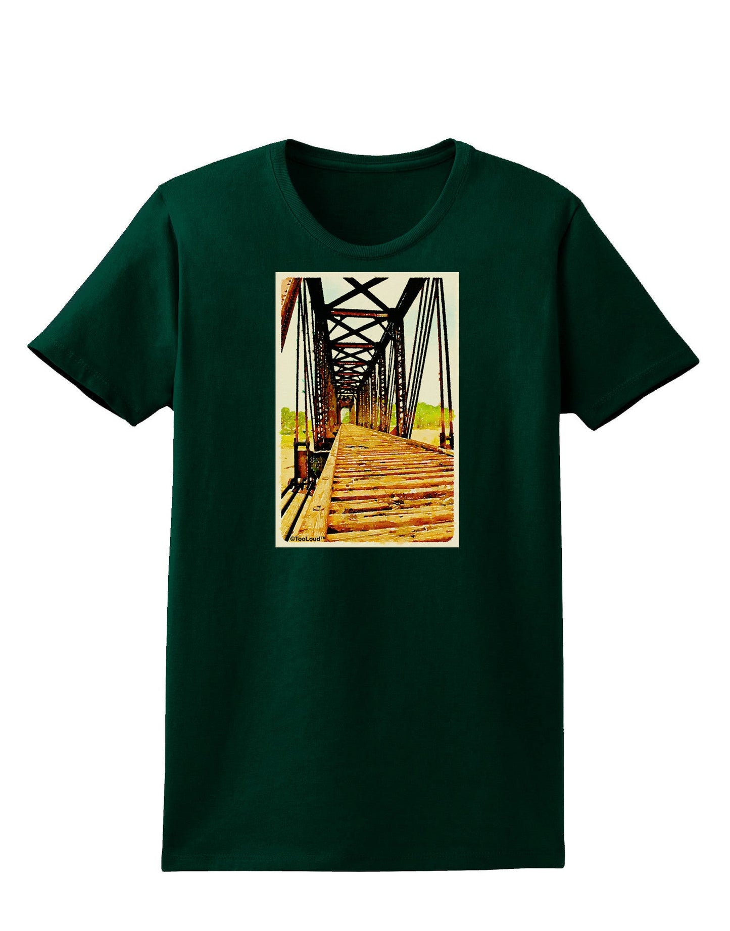 Colorado Bridge Watercolor Womens Dark T-Shirt-TooLoud-Forest-Green-Small-Davson Sales