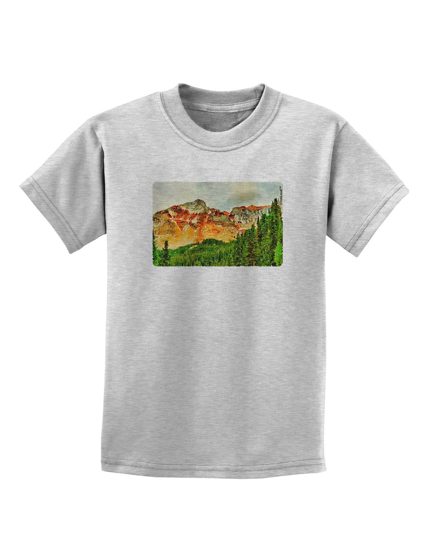 Colorado Forrest Watercolor Childrens T-Shirt-Childrens T-Shirt-TooLoud-AshGray-X-Small-Davson Sales