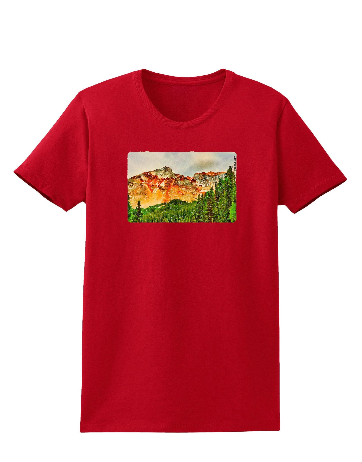Colorado Forrest Watercolor Womens Dark T-Shirt-TooLoud-Red-X-Small-Davson Sales