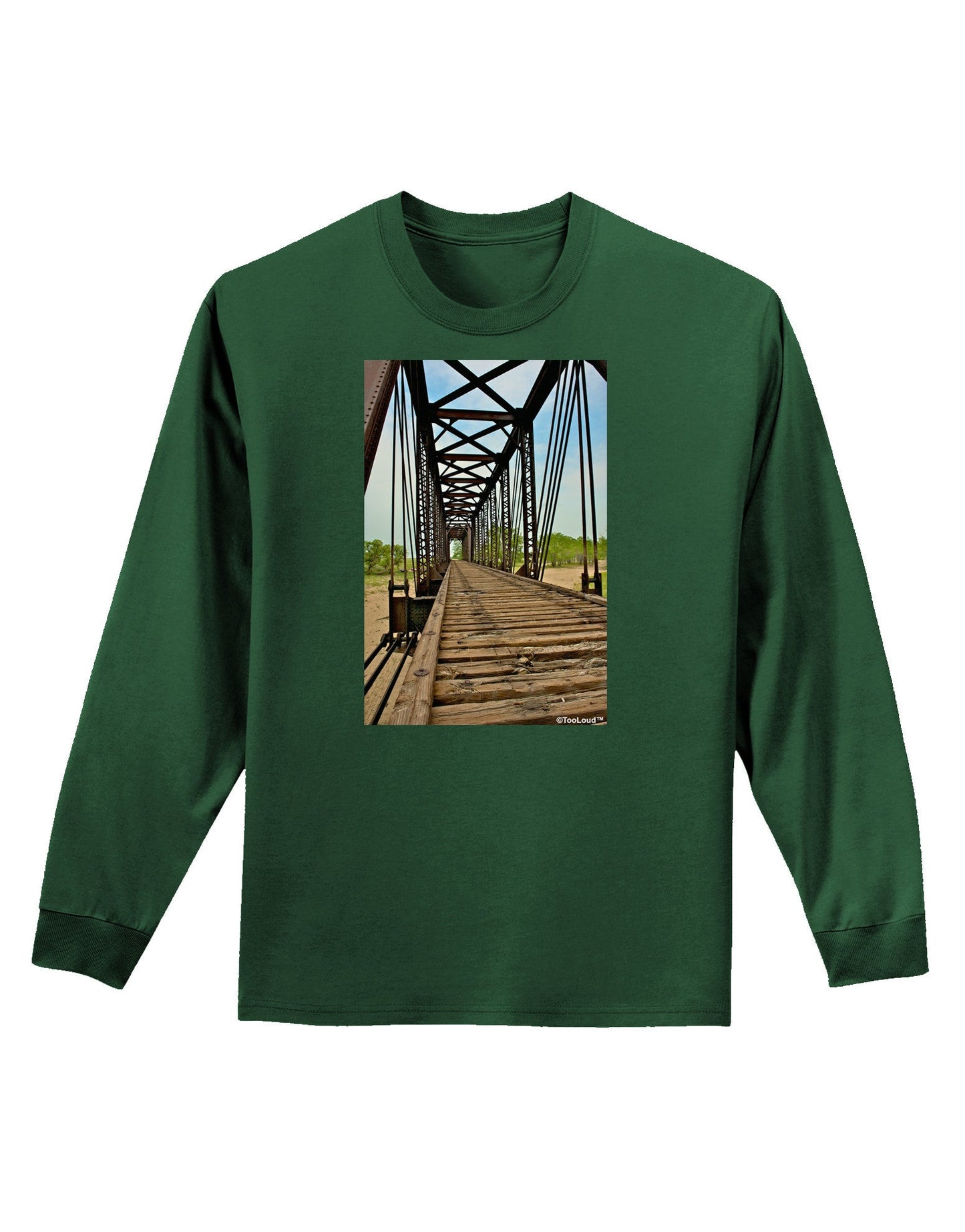 Colorado Landscape Bridge Adult Long Sleeve Dark T-Shirt-TooLoud-Dark-Green-Small-Davson Sales