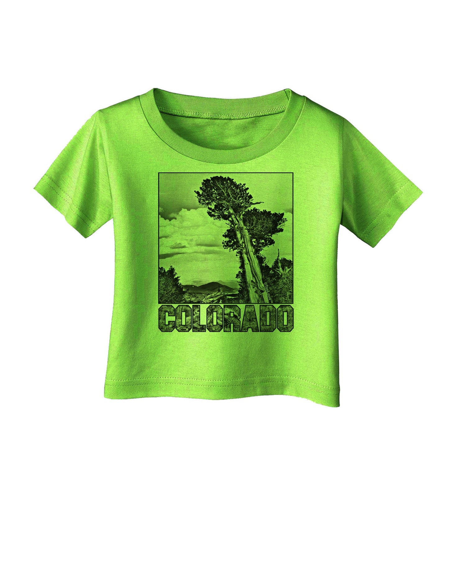 Colorado Landscape Text BW Infant T-Shirt-Infant T-Shirt-TooLoud-Lime-Green-06-Months-Davson Sales