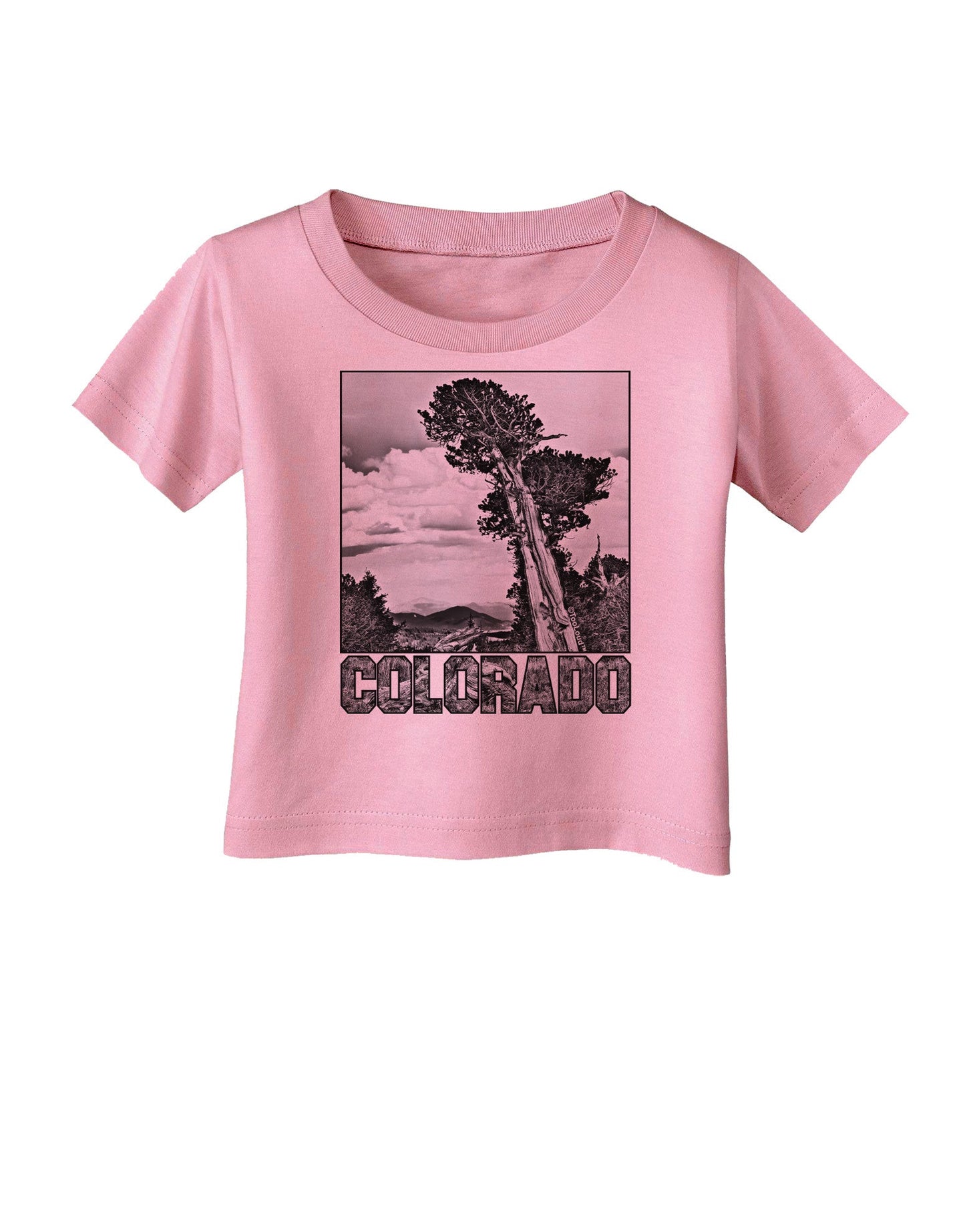 Colorado Landscape Text BW Infant T-Shirt-Infant T-Shirt-TooLoud-Candy-Pink-06-Months-Davson Sales
