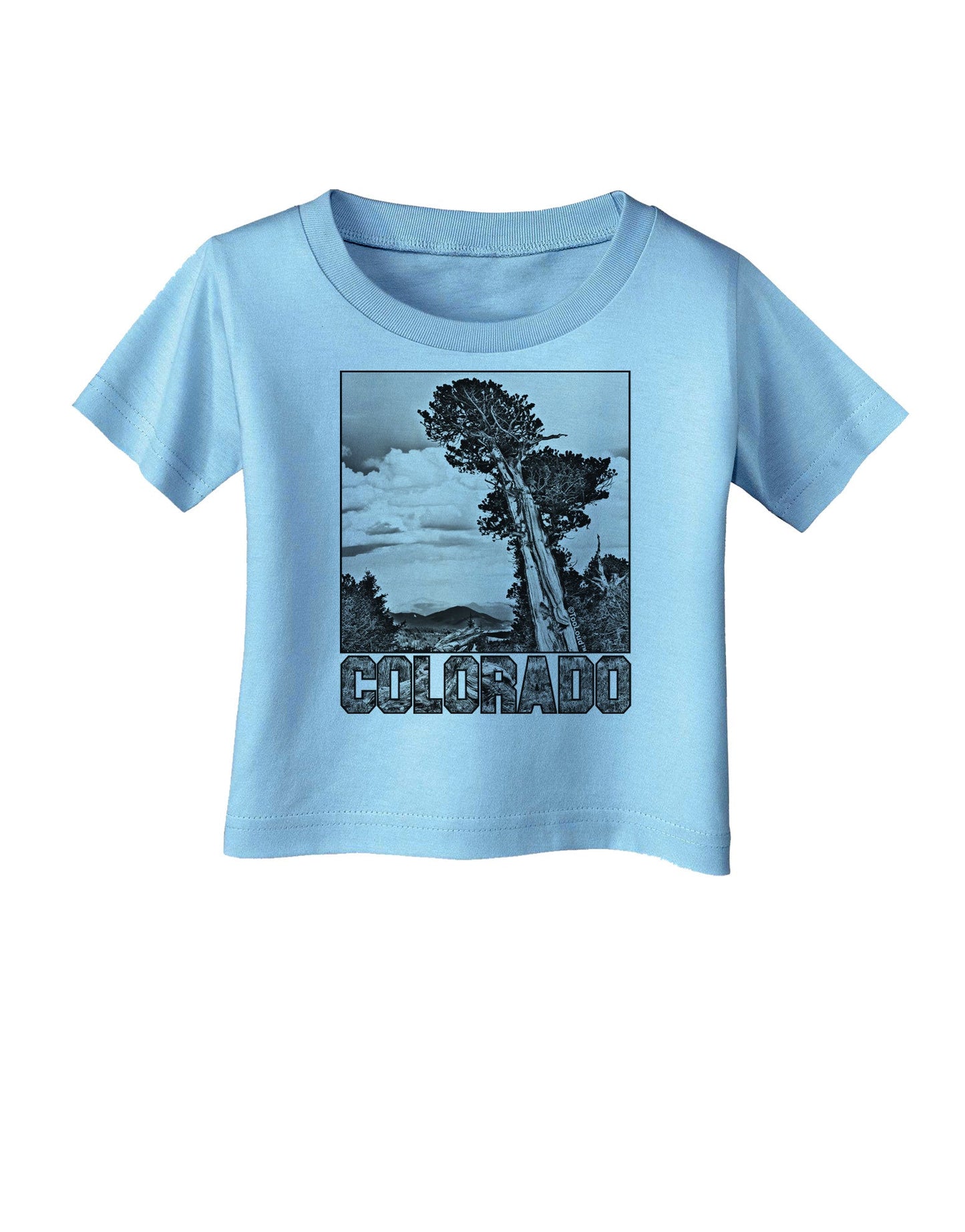 Colorado Landscape Text BW Infant T-Shirt-Infant T-Shirt-TooLoud-Aquatic-Blue-06-Months-Davson Sales