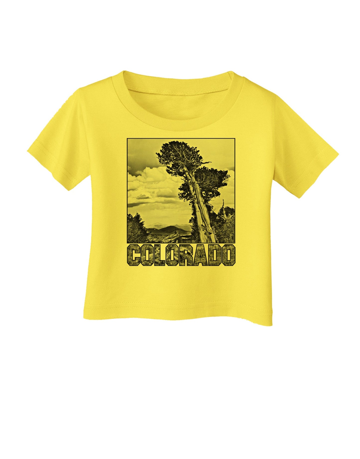 Colorado Landscape Text BW Infant T-Shirt-Infant T-Shirt-TooLoud-Yellow-06-Months-Davson Sales