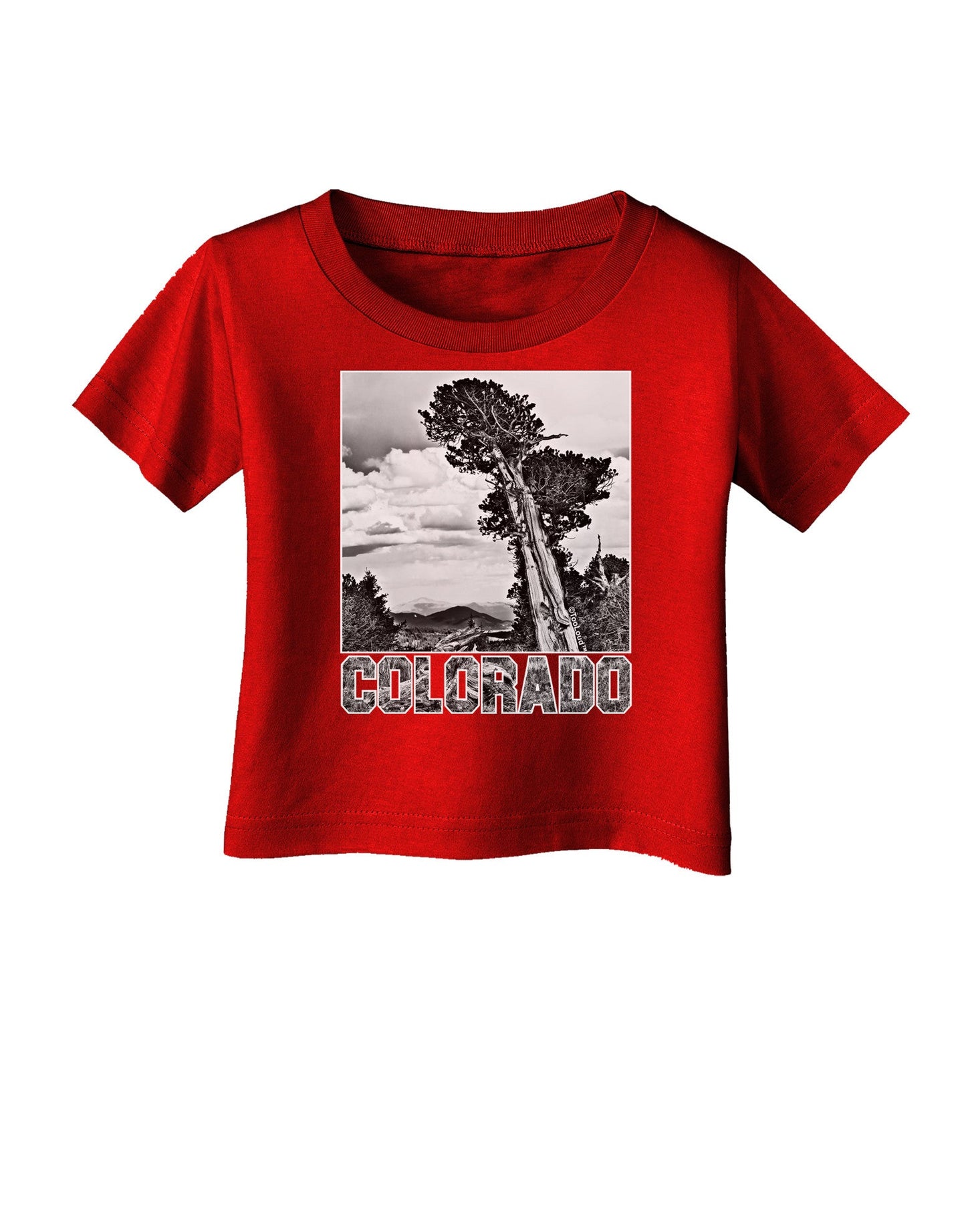 Colorado Landscape Text BW Infant T-Shirt Dark-Infant T-Shirt-TooLoud-Red-06-Months-Davson Sales