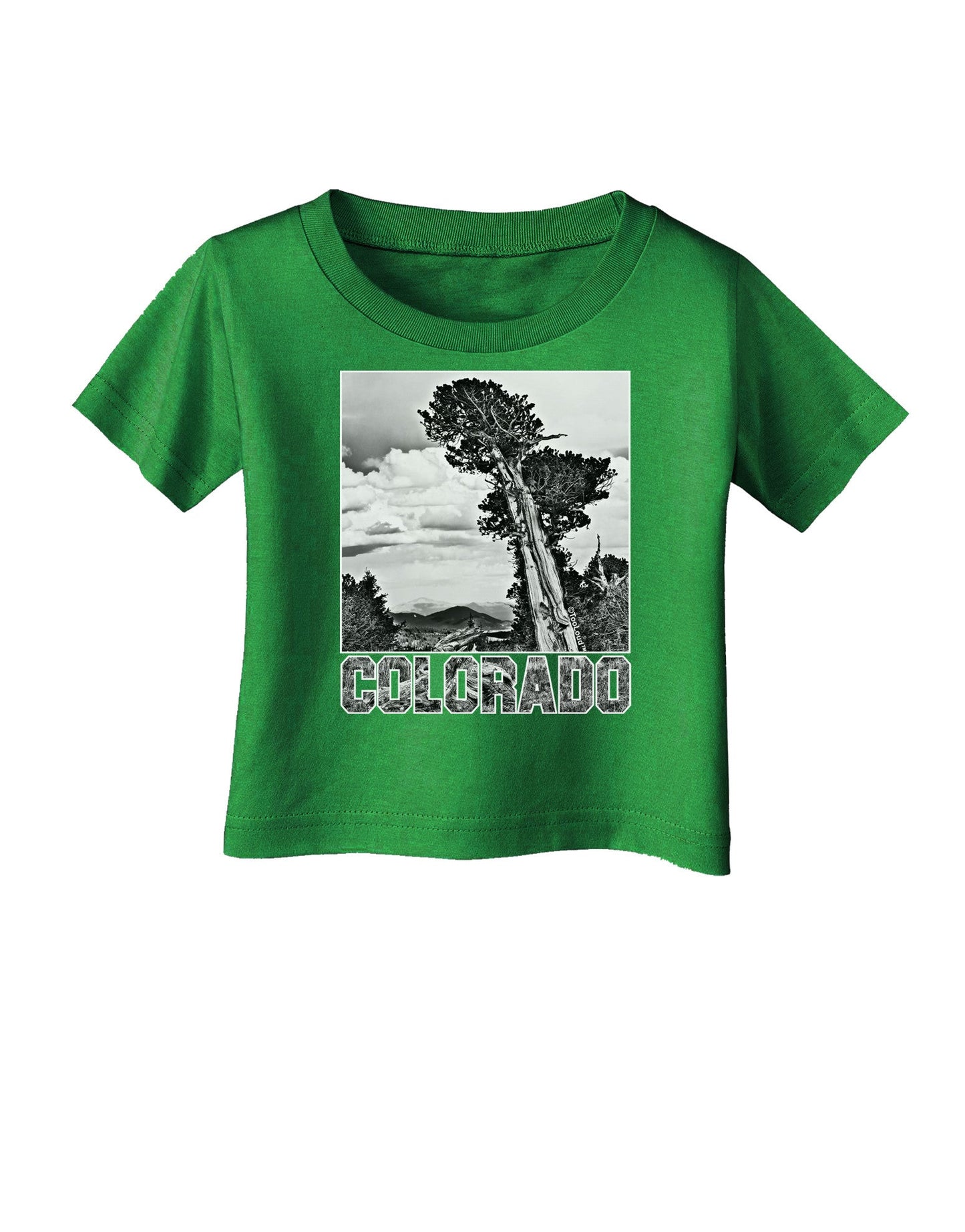 Colorado Landscape Text BW Infant T-Shirt Dark-Infant T-Shirt-TooLoud-Clover-Green-06-Months-Davson Sales