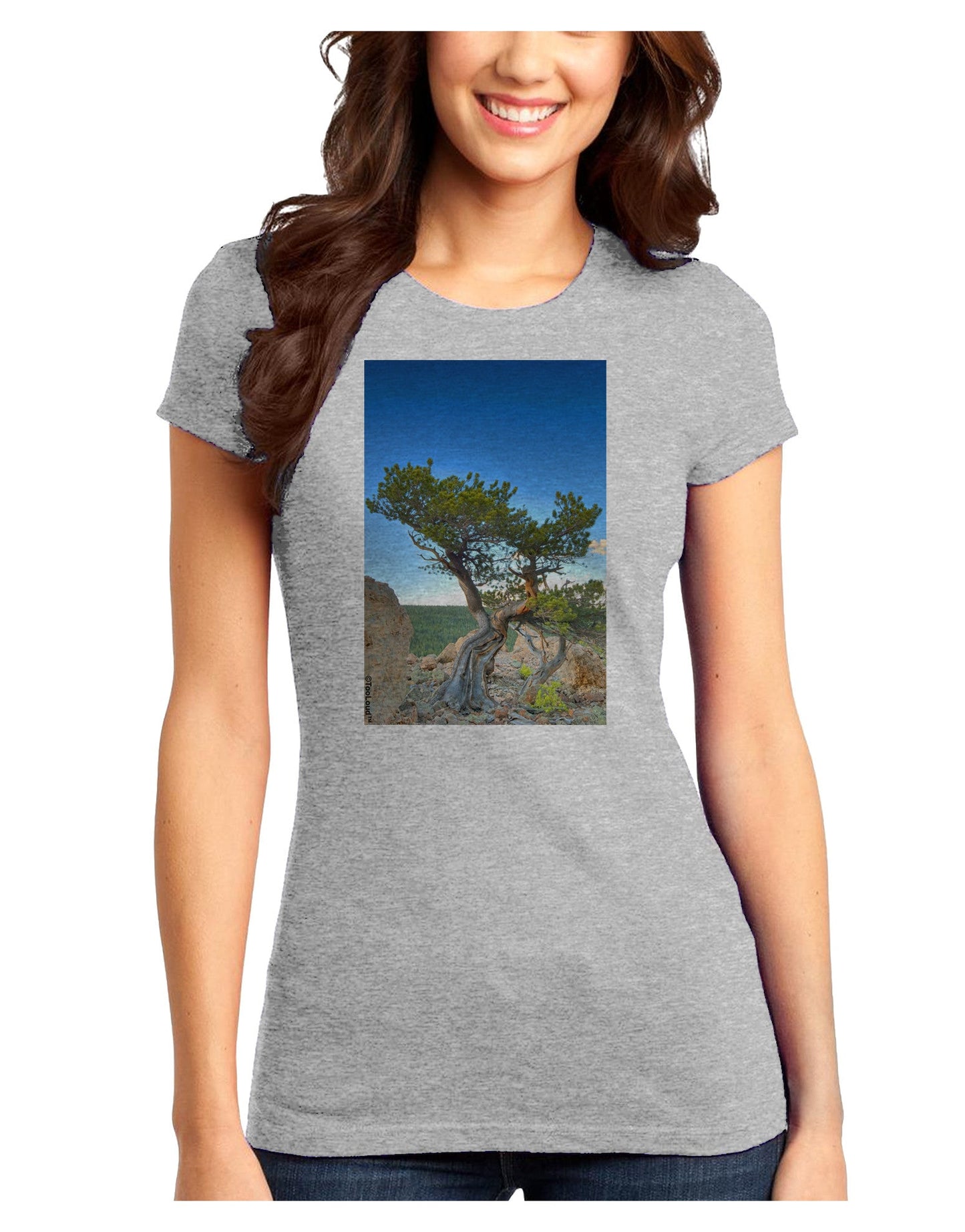 Colorado Landscape Tree Juniors T-Shirt-Womens Juniors T-Shirt-TooLoud-Ash-Gray-Juniors Fitted X-Small-Davson Sales
