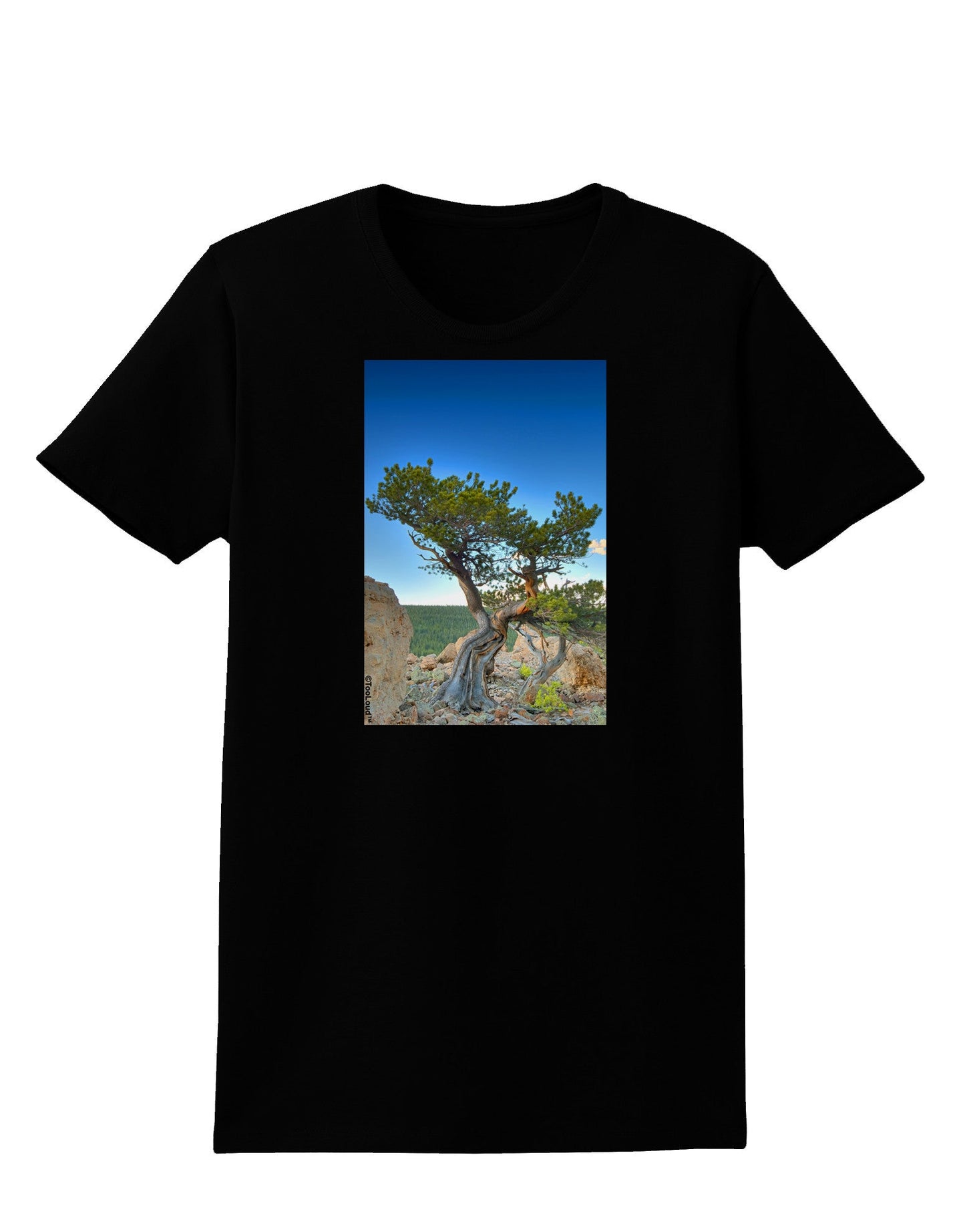 Colorado Landscape Tree Womens Dark T-Shirt-TooLoud-Black-X-Small-Davson Sales